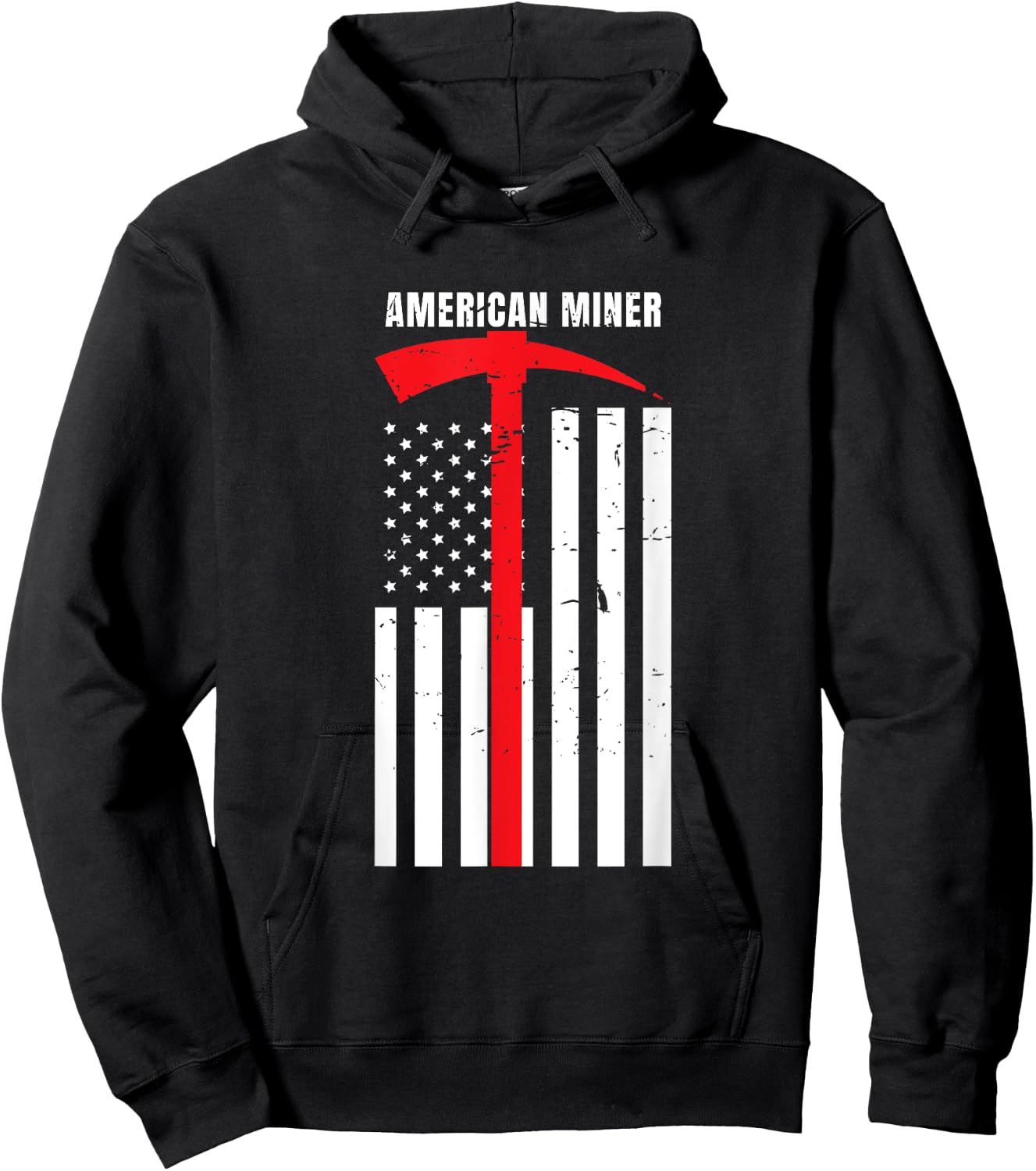 American Miner Coal Gold Pickaxe Patriotic Gift Hoodie - Hoodie | Black