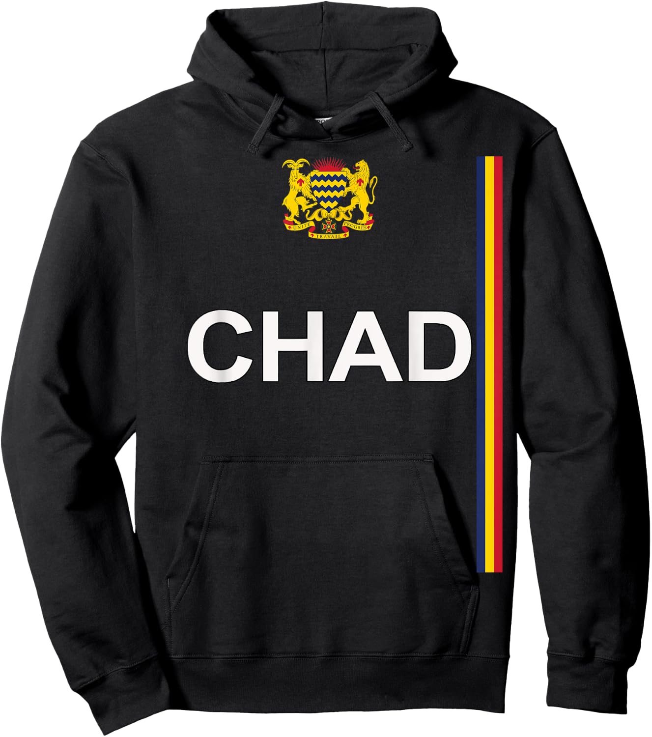 Chadian Sports-style National Coat of Arms and Flag of Chad Hoodie - Hoodie | Black
