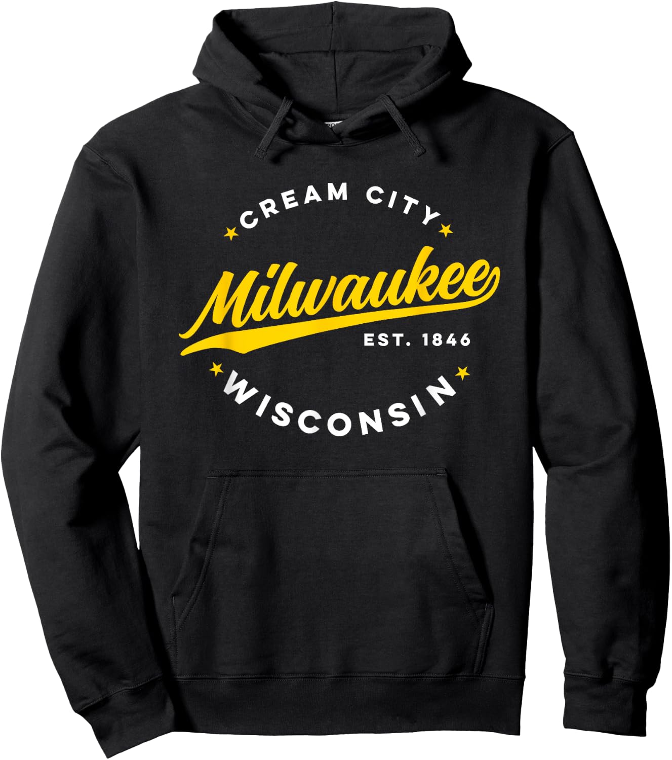 Vintage Milwaukee Wisconsin Cream City Yellow Text Hoodie - Hoodie | Black