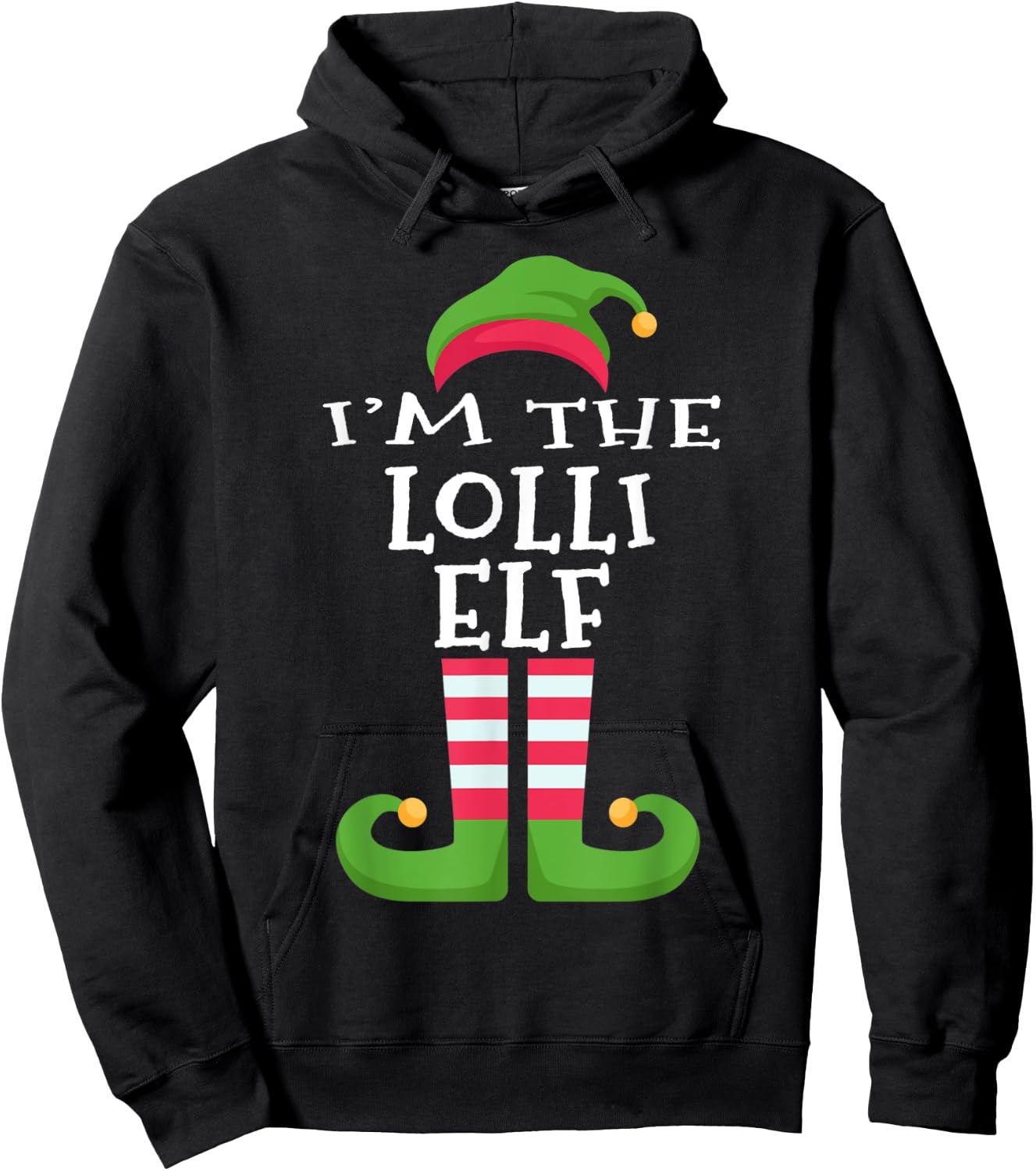 I'm The Lolli Elf Family Matching Christmas Pajama Hoodie - Hoodie | Black