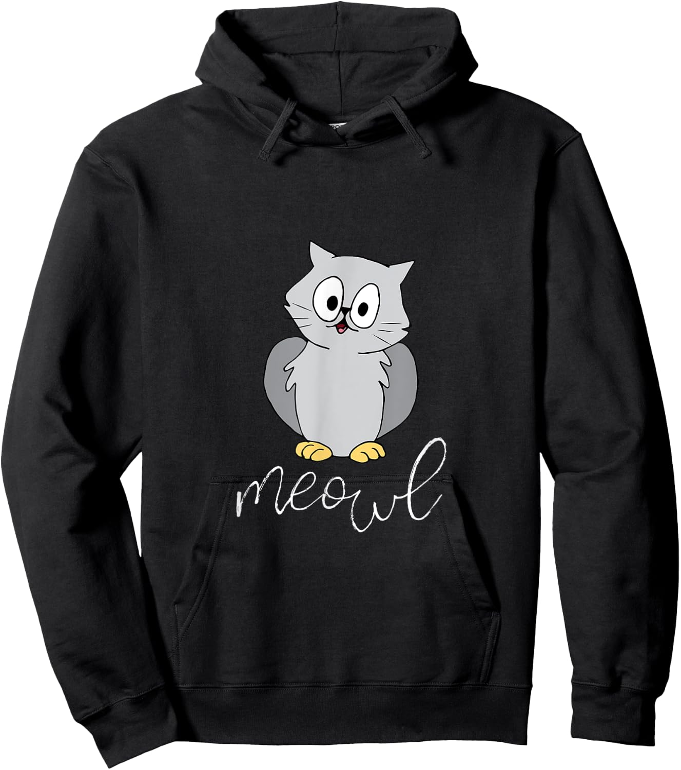 Meowl - Funny Meow Owl Cat Pun Men Women Kids Hoodie - Hoodie | Black