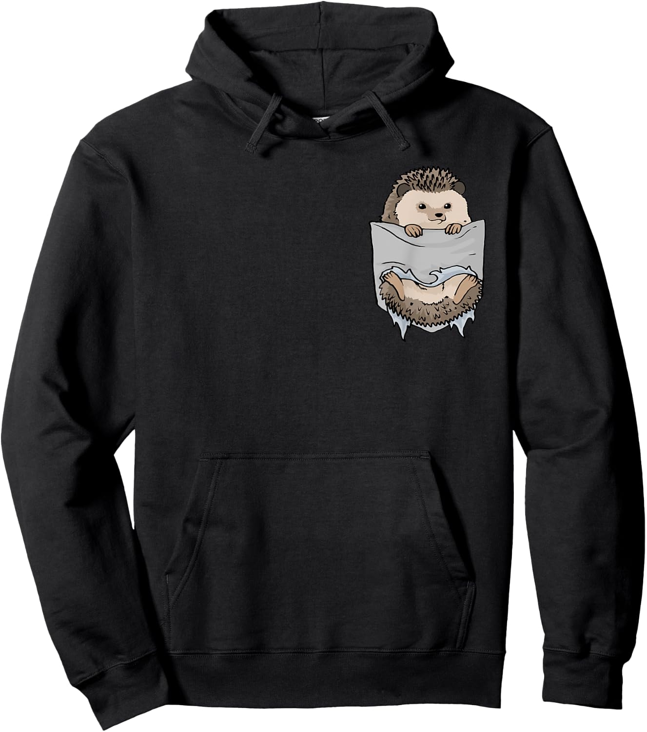 Hedgehog in the chest pocket. Funny hedgehog Hoodie - Hoodie | Black