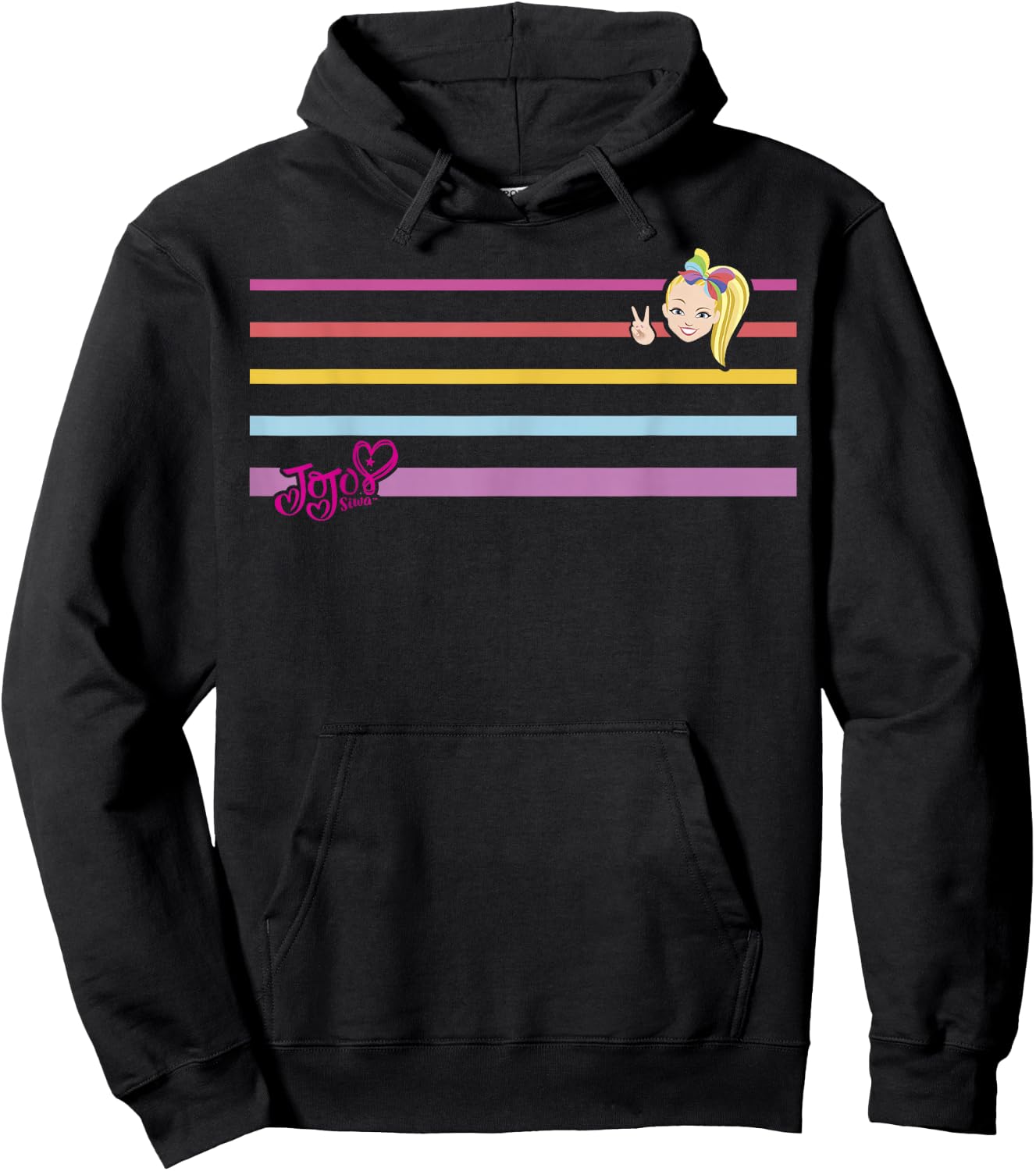 JoJo Siwa Rainbow Stripes Peace Sign Hoodie - Hoodie | Black