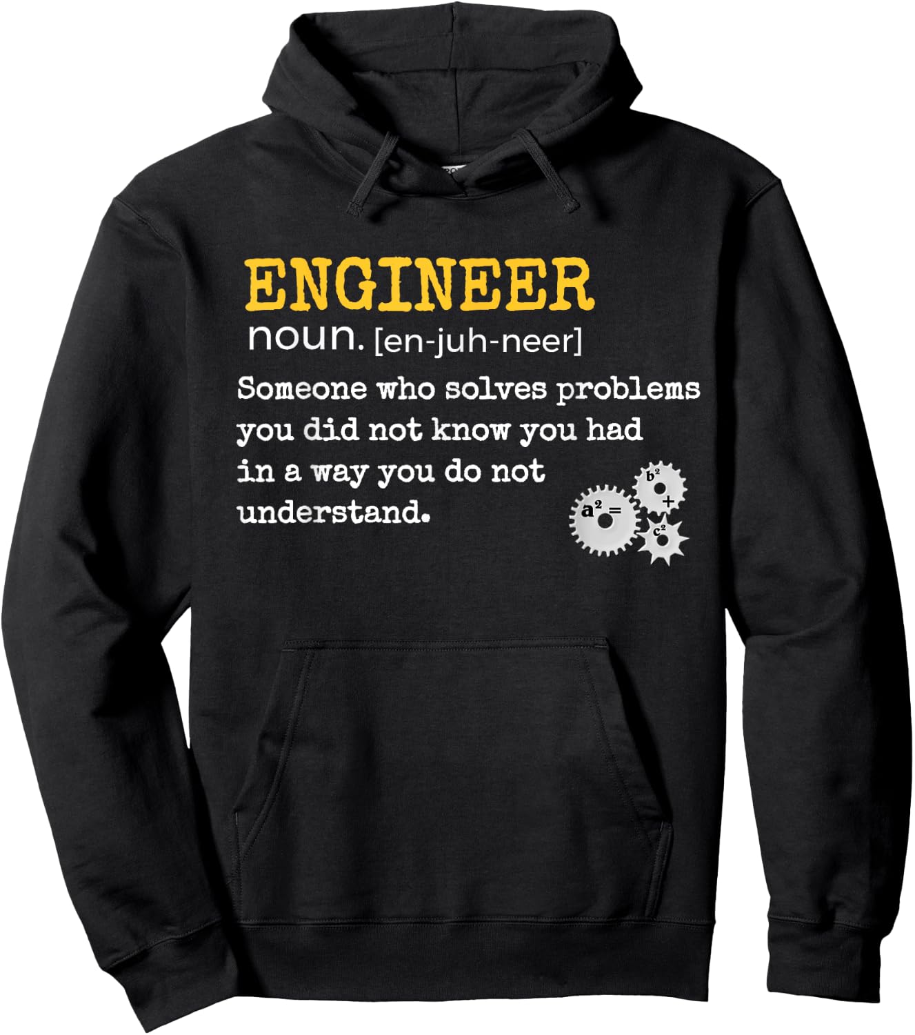 Funny Engineer Definition Problem Solver Geek Humor Hoodie - Hoodie | Black