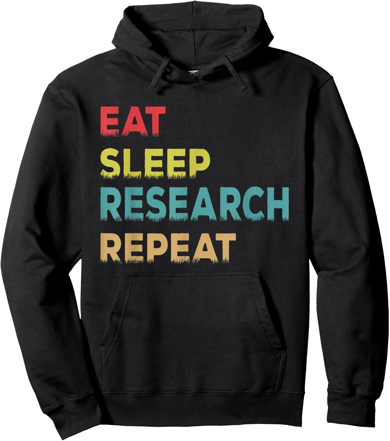 Retro Vintage Researcher Gift, Eat Sleep Research Repeat Hoodie - Hoodie | Black