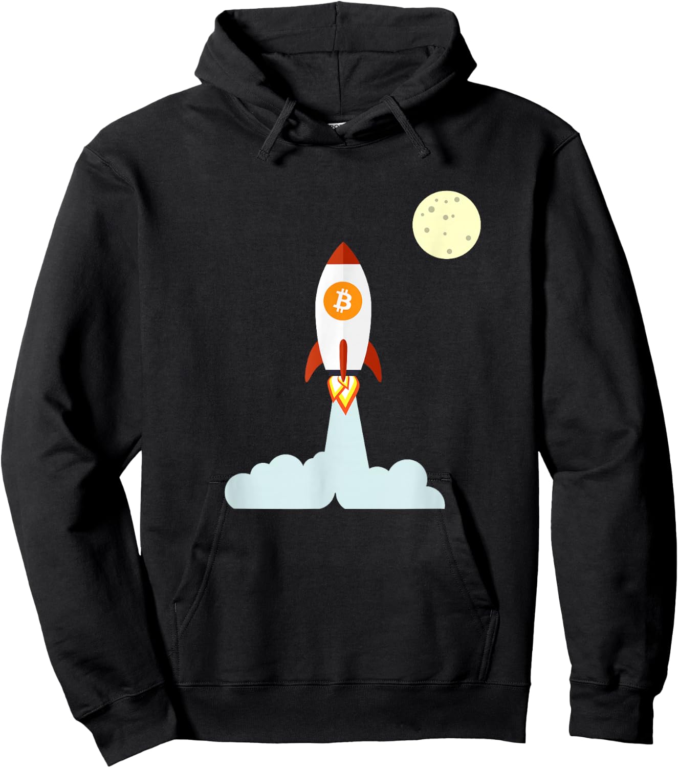 Bitcoin BTC Crypto to the Moon Shirt Featuring BTC Rocket Hoodie - Hoodie | Black