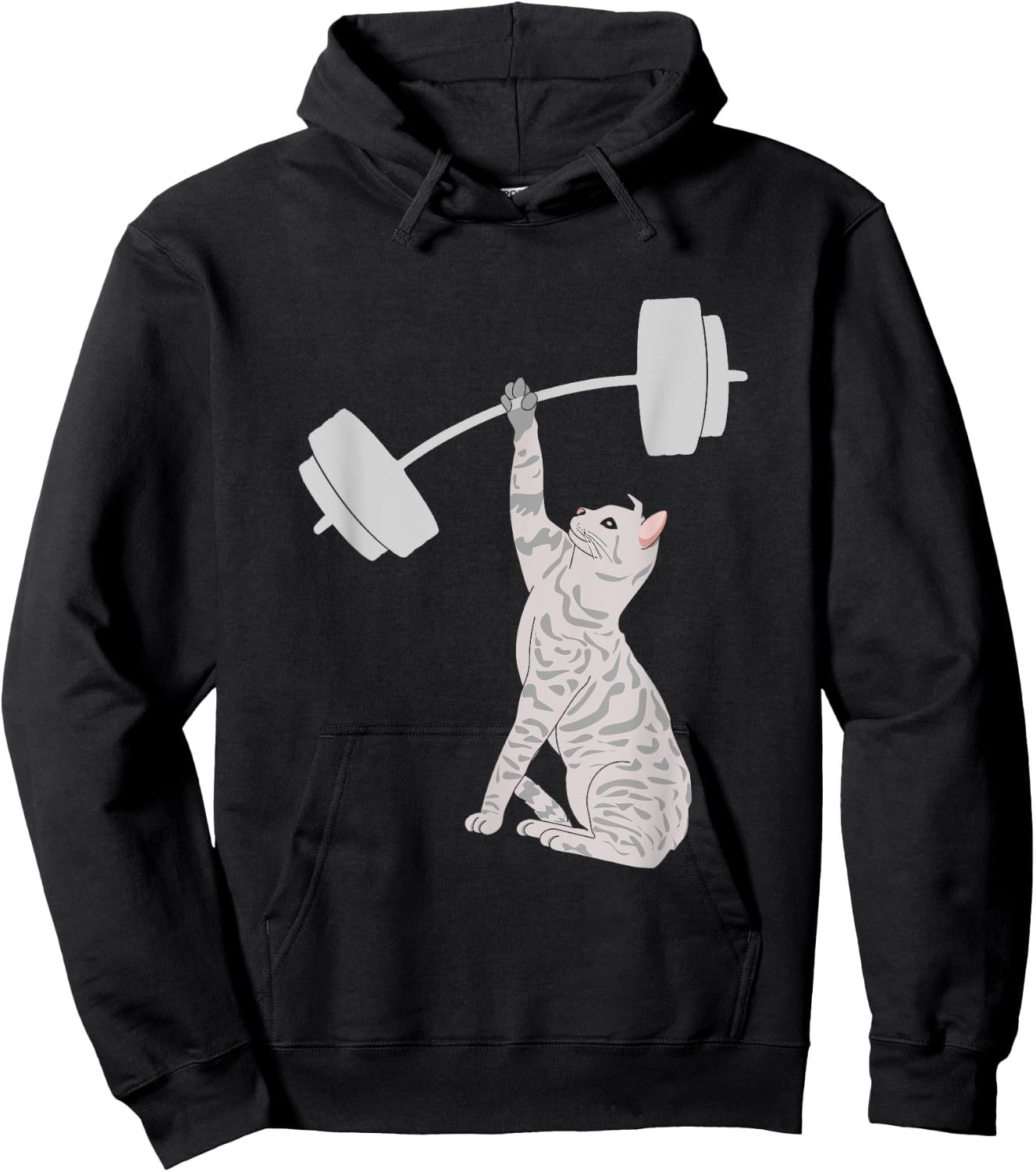 Cat Deadlifting Funny Fitness Gym Lover Cat BarBell Hoodie - Hoodie | Black
