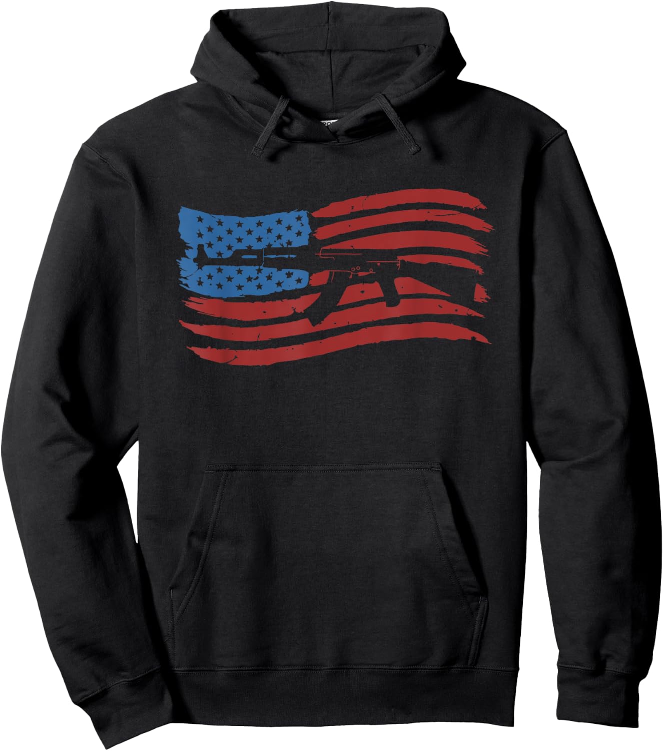 American Flag With AK-47 Graphic Guns T Shirt Men Hoodie - Hoodie | Black