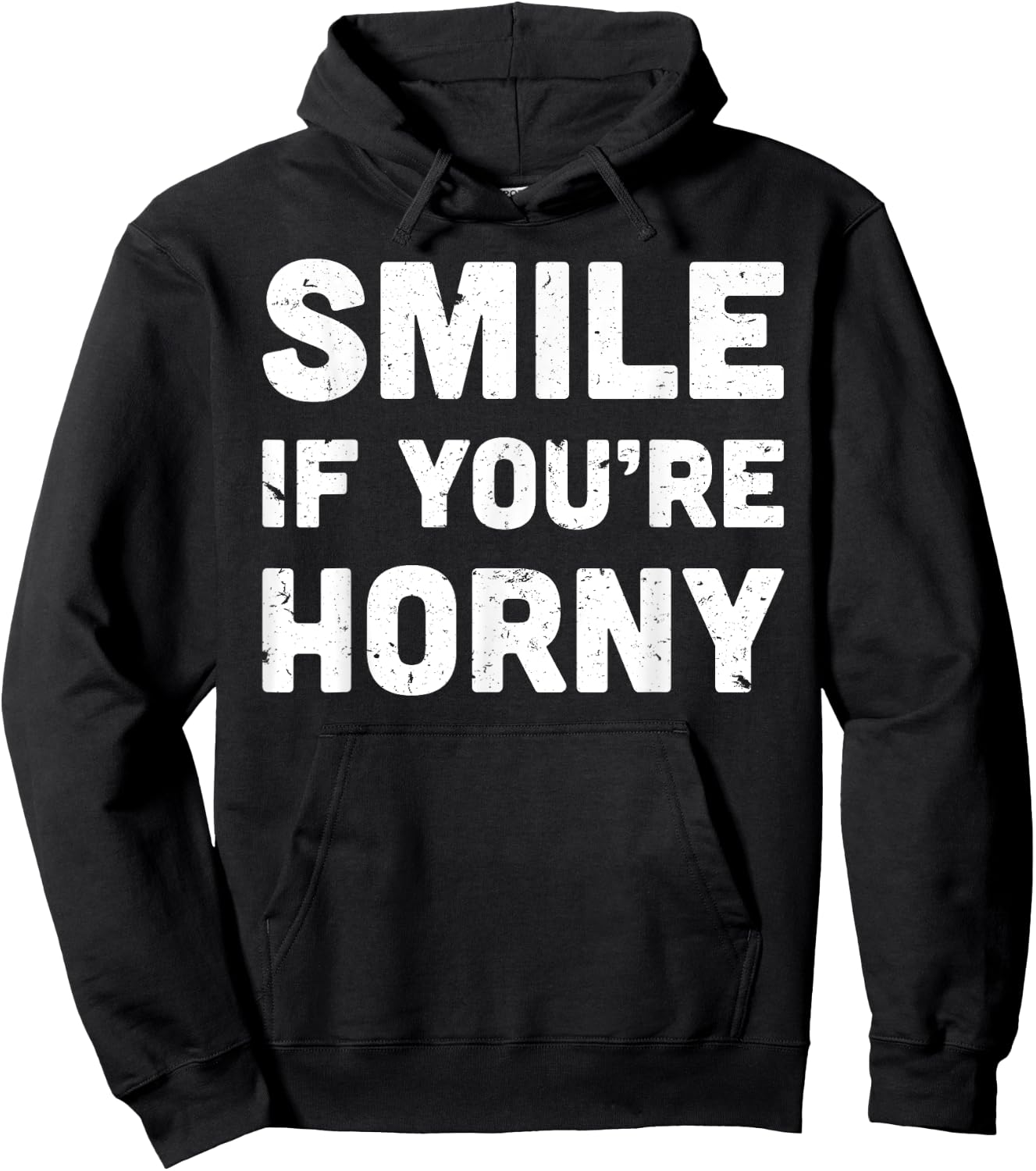 Smile If You're Horny Funny Adult Gag Gift Hoodie - Hoodie | Black