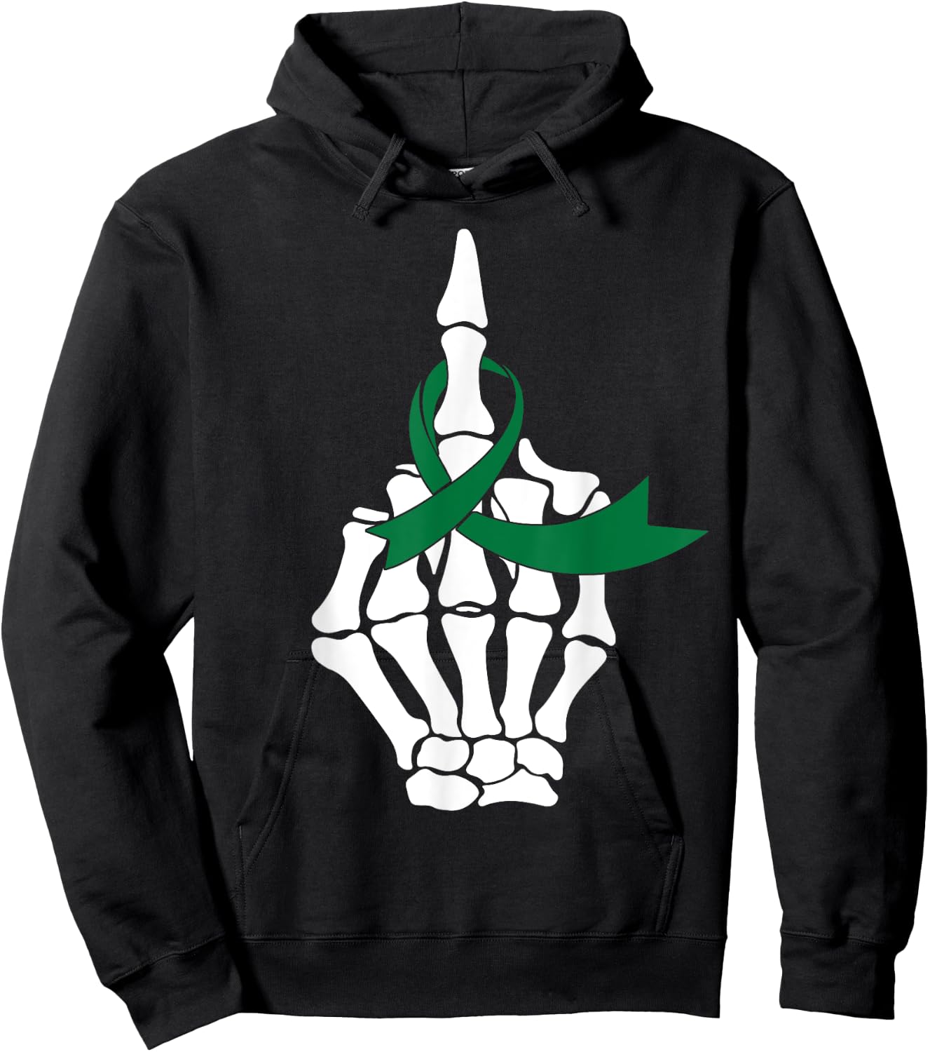 Fuck Liver Cancer Middle Finger Green Ribbon Shirt Hoodie - Hoodie | Black