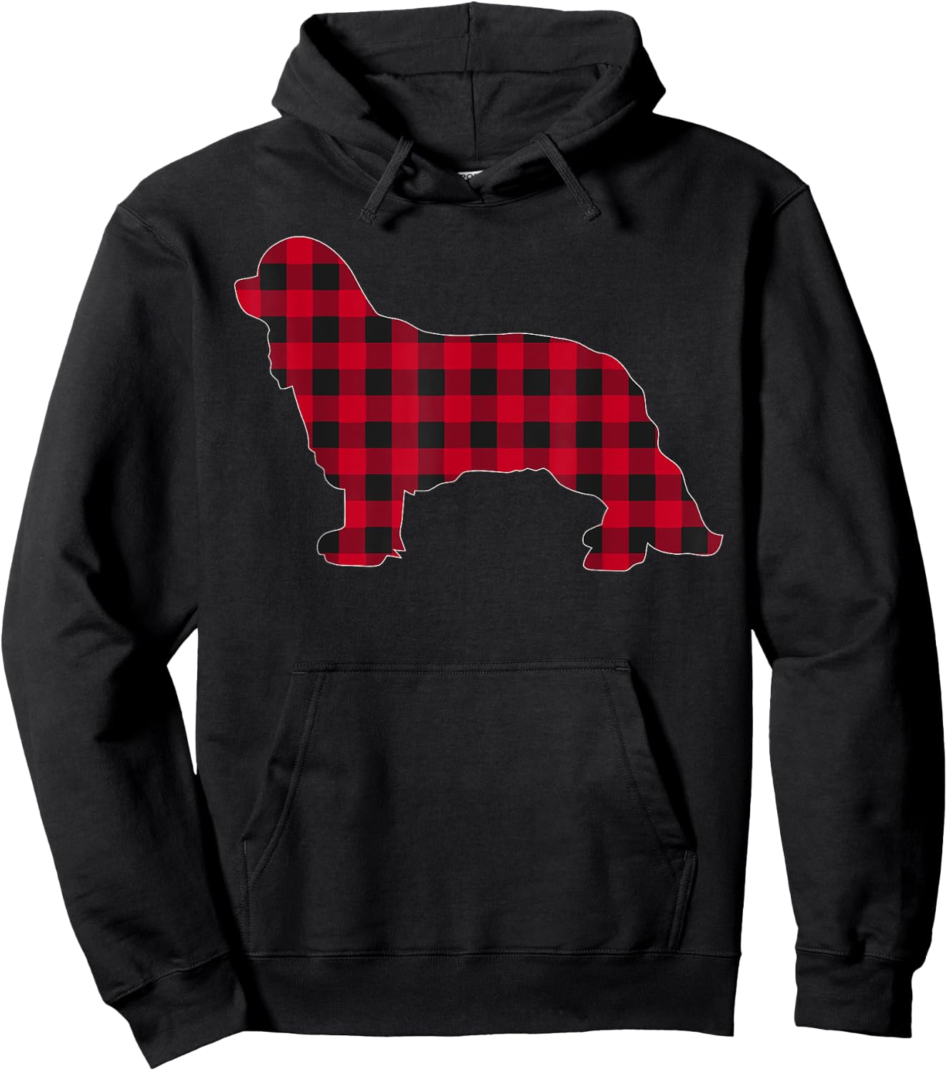 Red Plaid Cavalier King Charles Spaniels Christmas Pajama Hoodie - Hoodie | Black