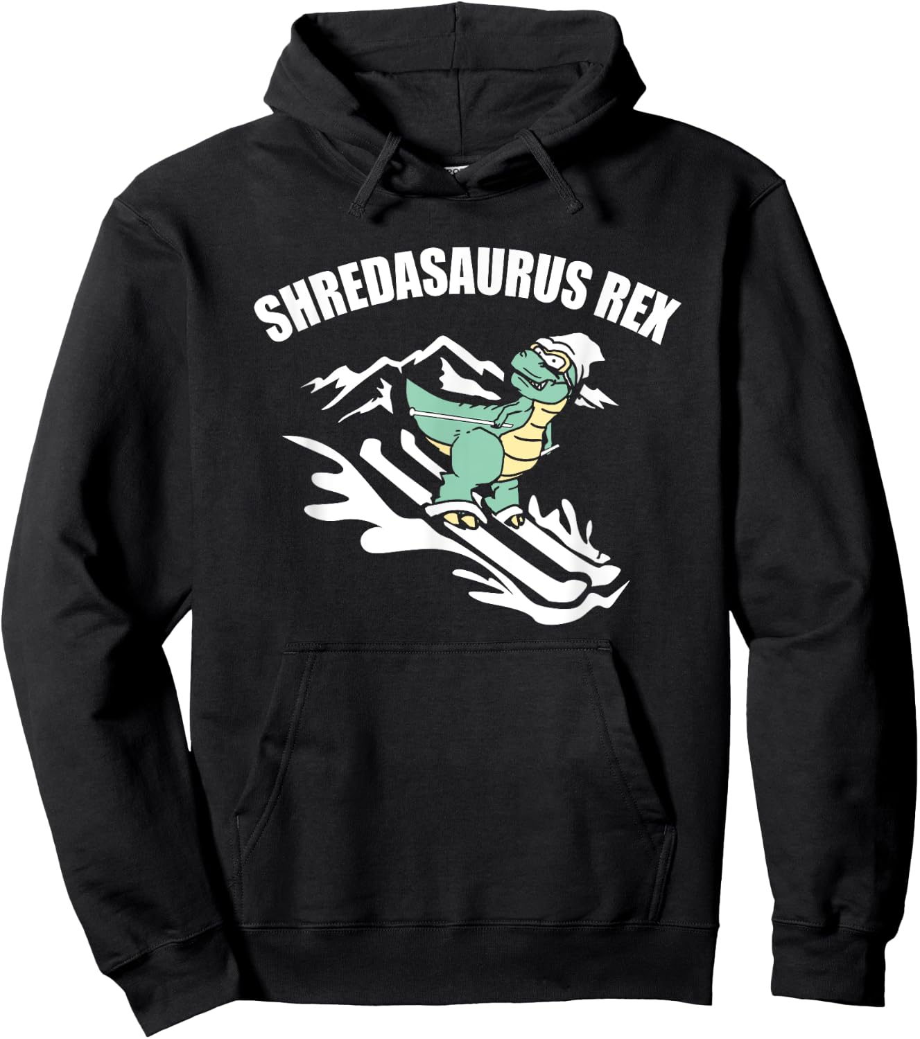 Shredasaurus Rex Ski Dinosaur Kids Funny Skiing Gift Hoodie - Hoodie | Black