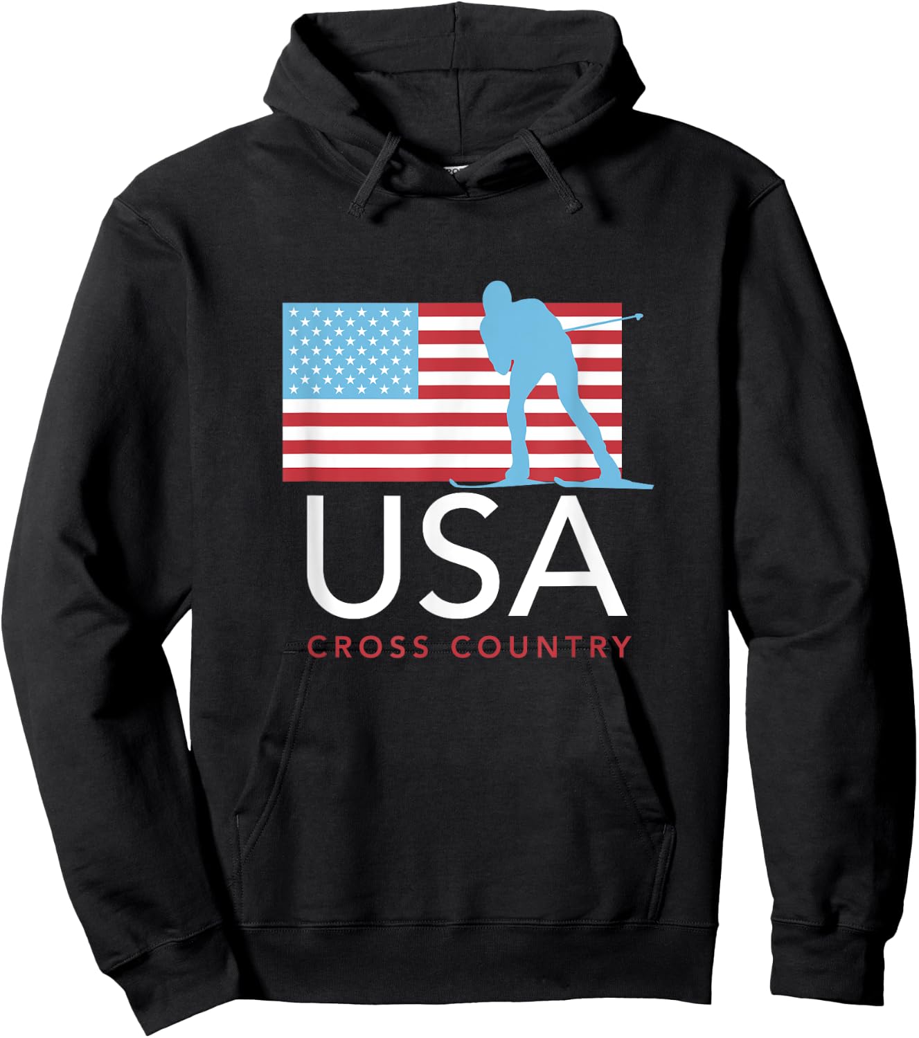 USA Cross Country Ski Team American Flag Hoodie - Hoodie | Black