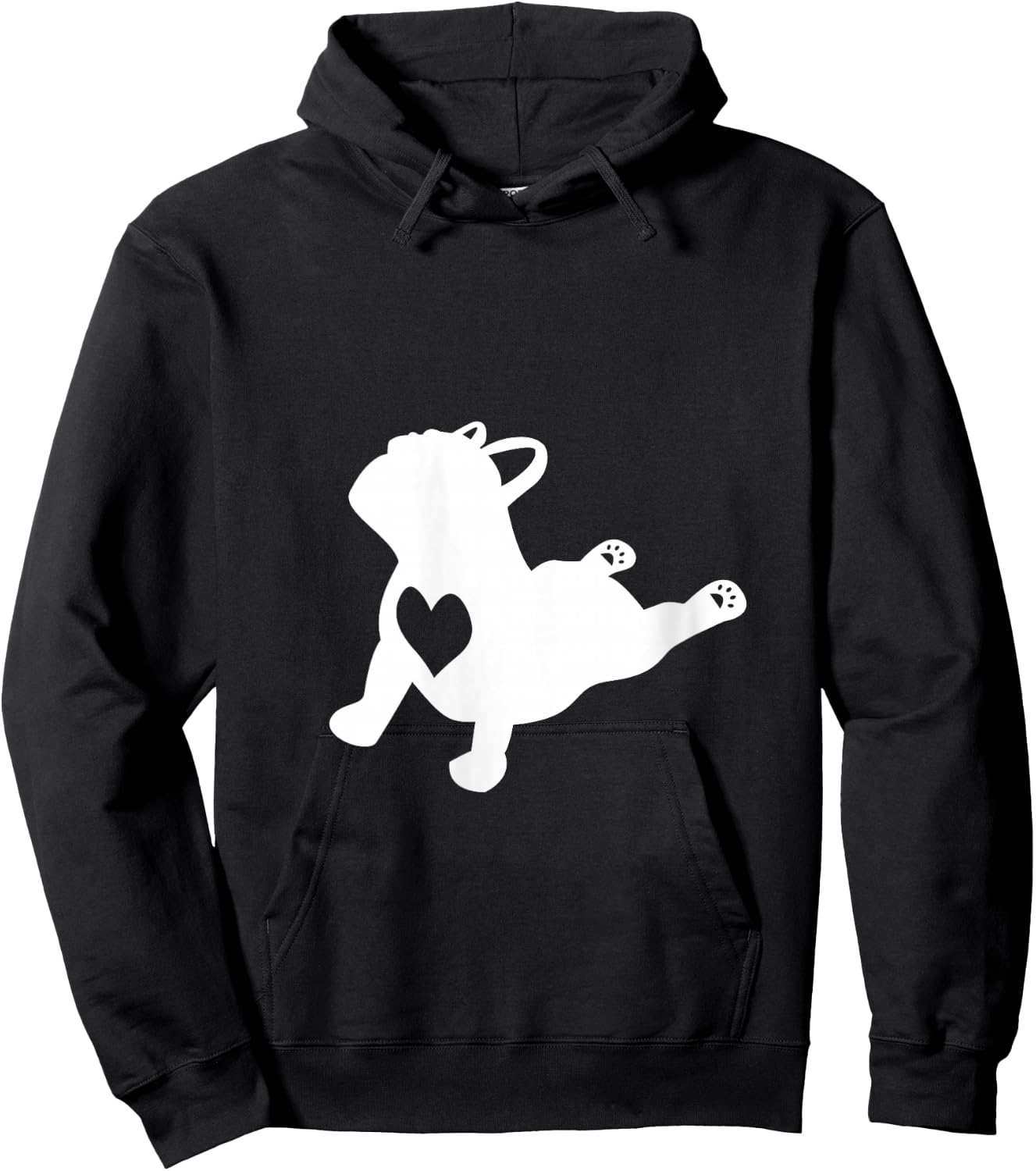 French Bulldog Yoga Pose Love Heart Frenchie V-Neck Hoodie - Hoodie | Black