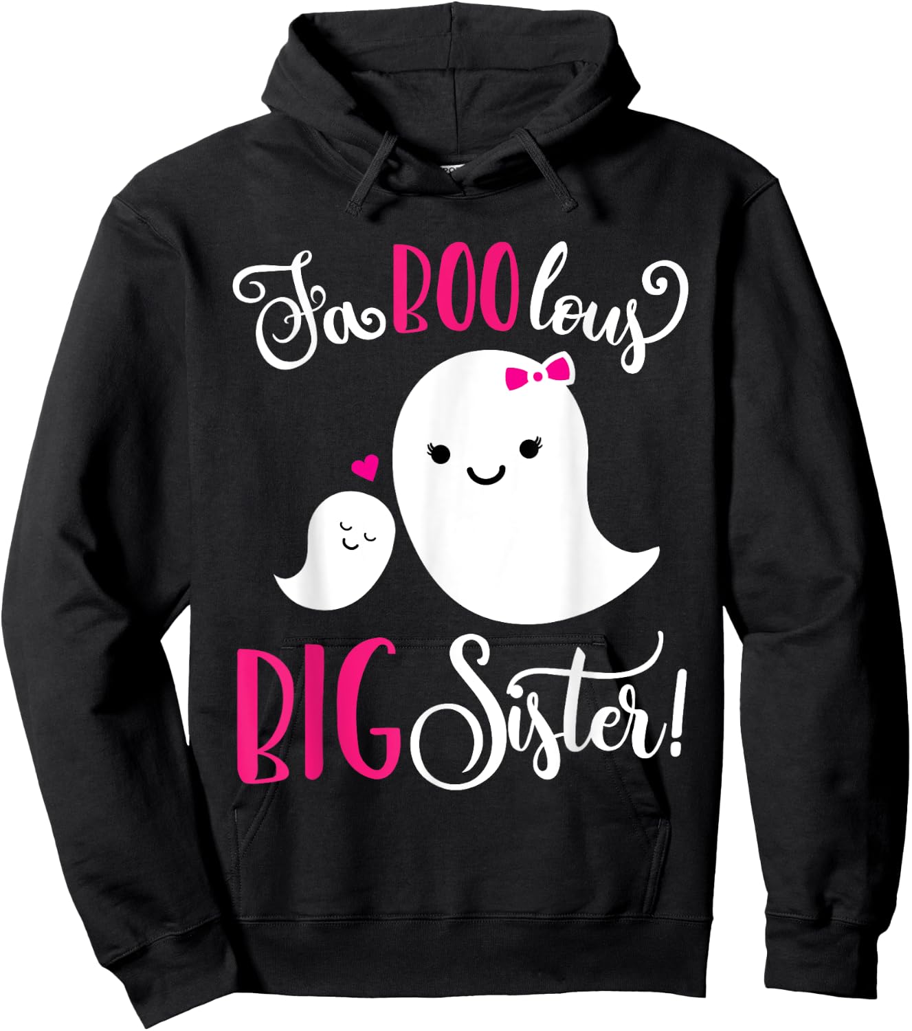 Big Sister Pregnancy Announcement Ghost Cute Halloween Girls Hoodie - Hoodie | Black