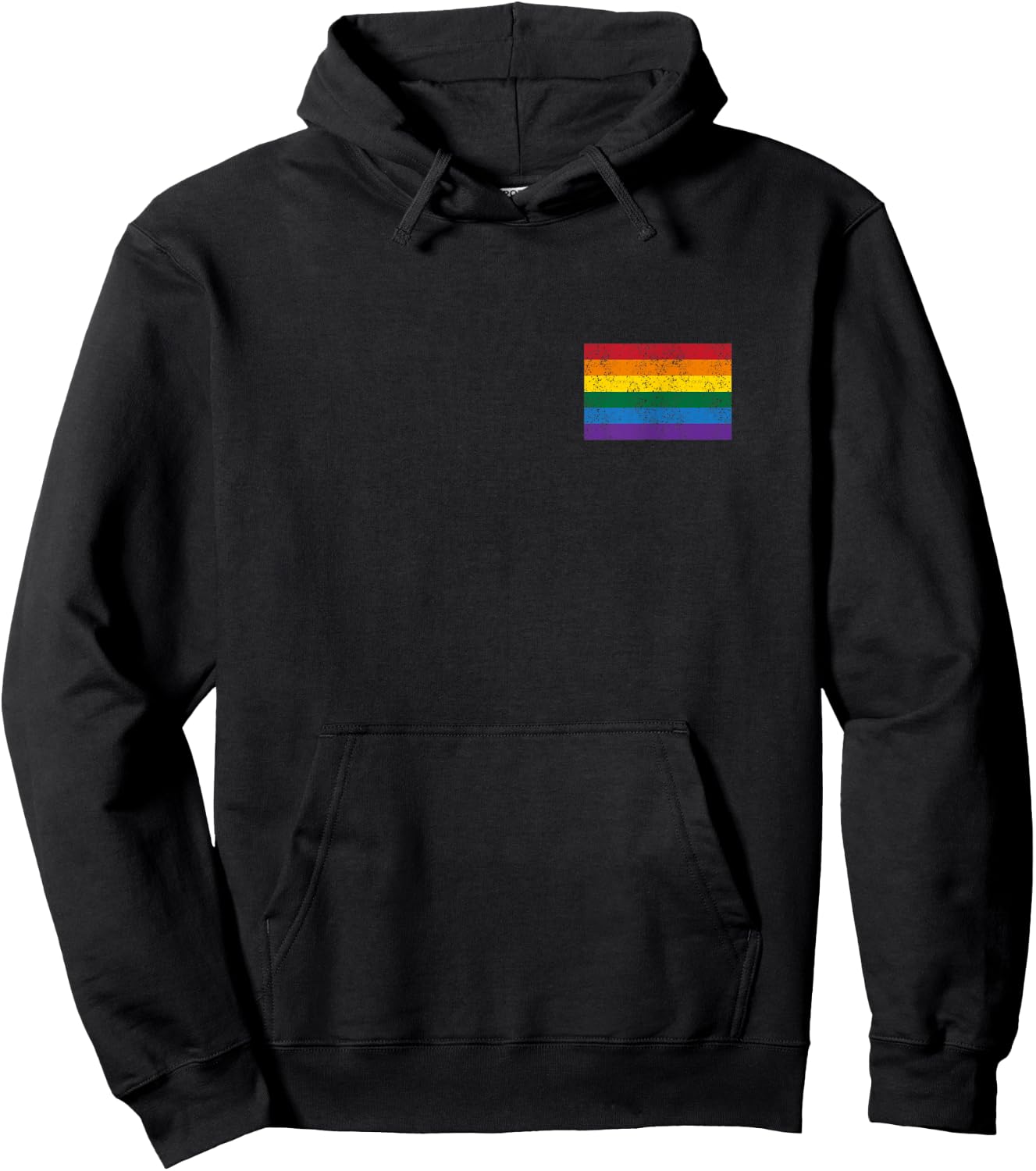 Vintage Distressed Gay Pride Flag (Gay Flag Shirt) Hoodie - Hoodie | Black