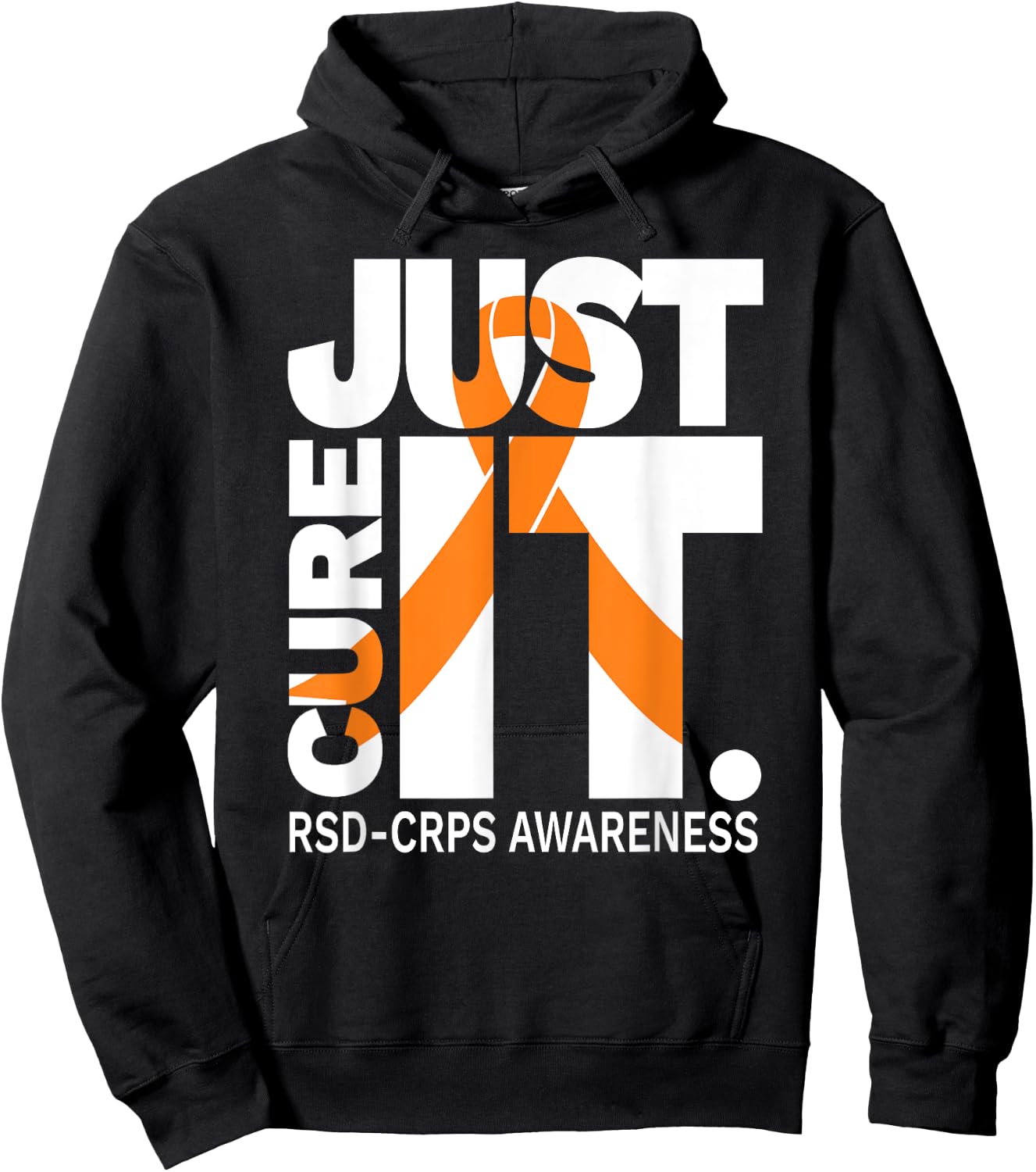 Just Cure RSD CRPS Awareness Shirts Ribbon white text Shirt Hoodie - Hoodie | Black