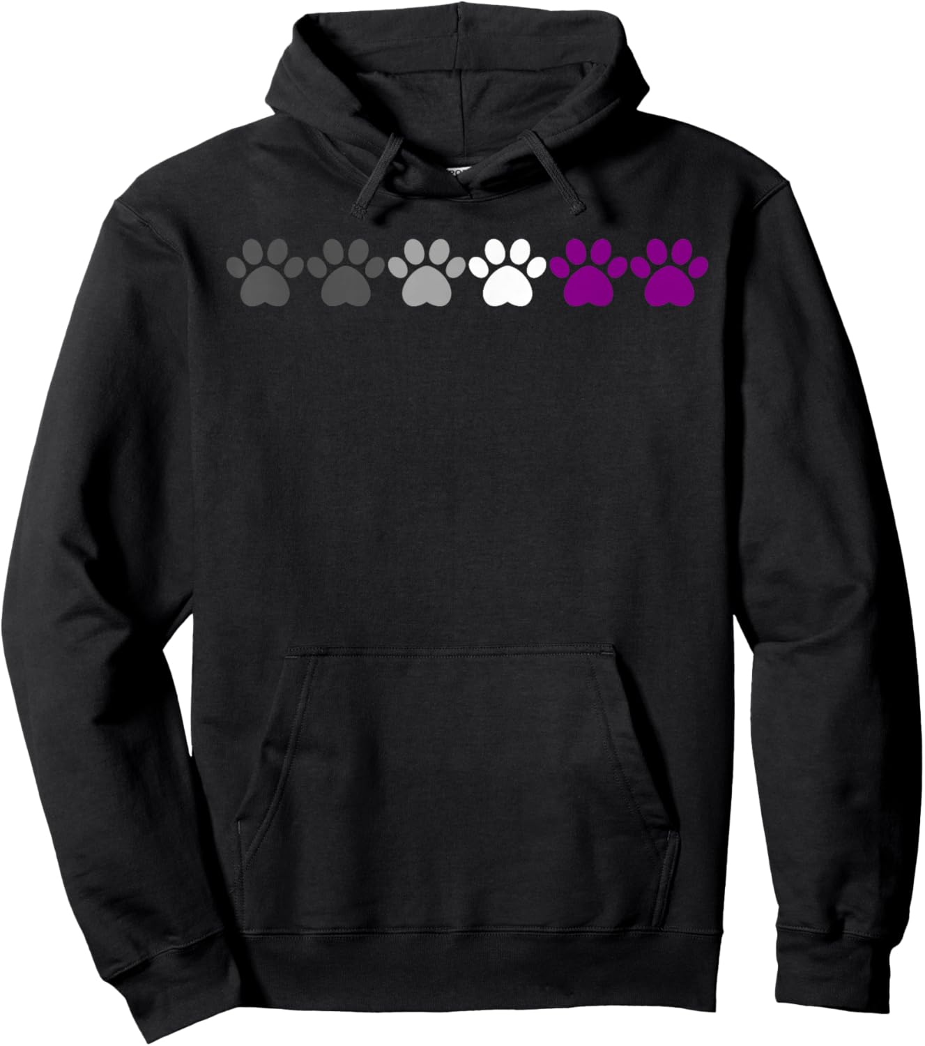 Ace Pride Paw Print Asexuality LGBTQ Plus Pride Statement Hoodie - Hoodie | Black