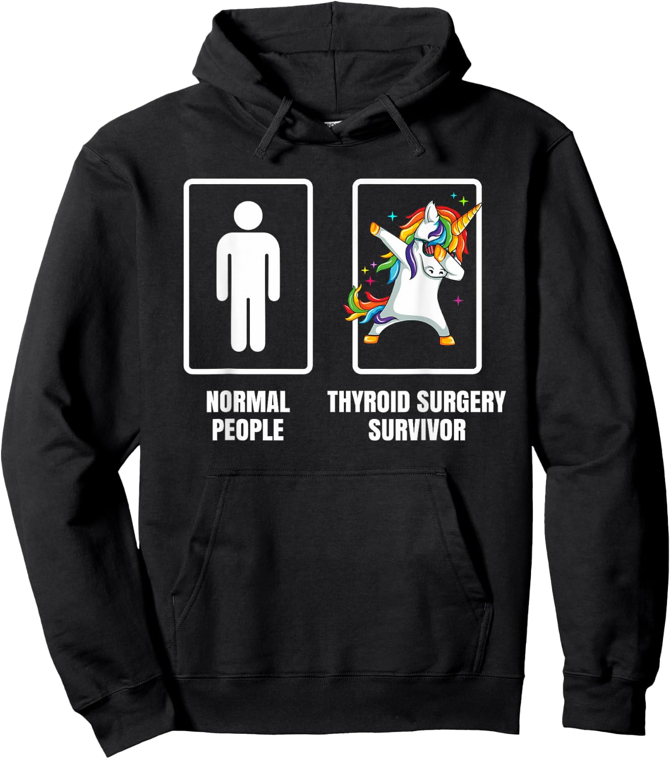 Dabbing Unicorn Thyroid Surgery Survivor Recovery Get Well Hoodie - Hoodie | Black