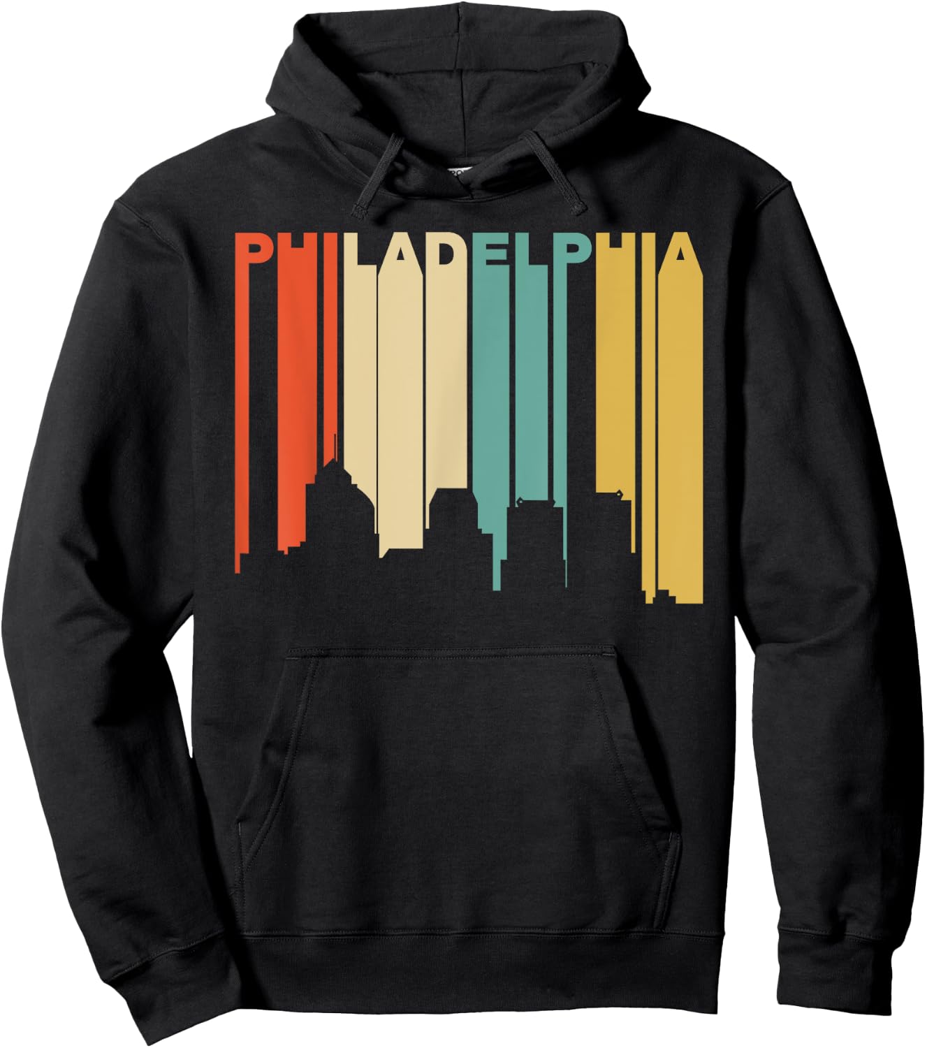 Retro 1970's Style Philadelphia Pennsylvania Skyline Hoodie - Hoodie | Black