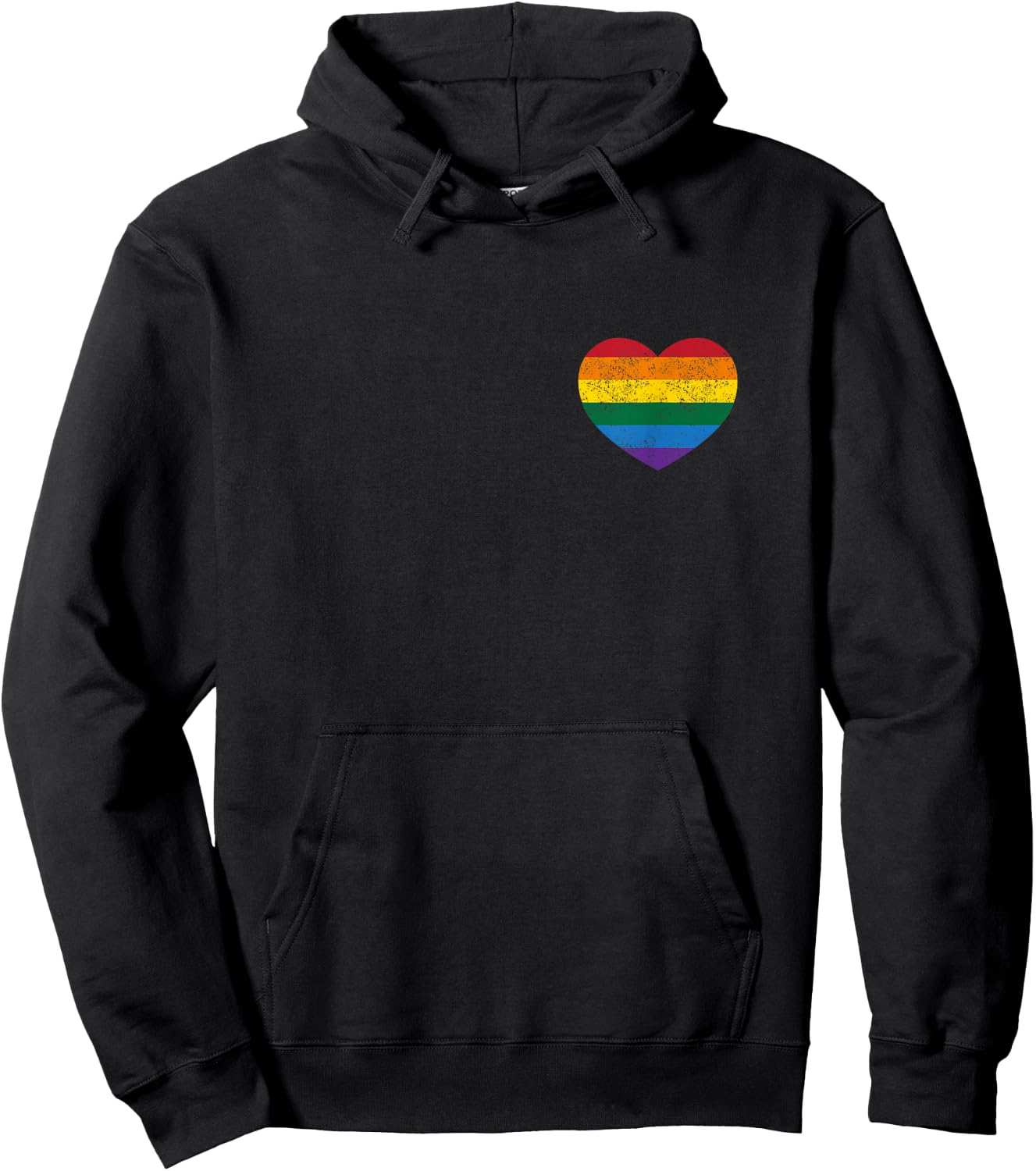 Vintage Distressed Gay Pride Heart (Gay Flag Shirt) Hoodie - Hoodie | Black