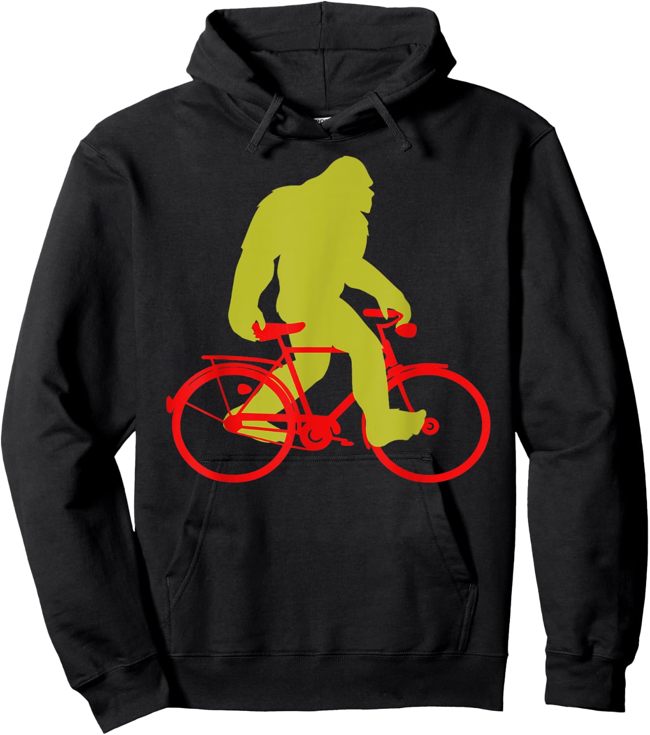 Bigfoot Riding Bicycle Shirt, Funny Cute Sasquatch Bike Gift Hoodie - Hoodie | Black