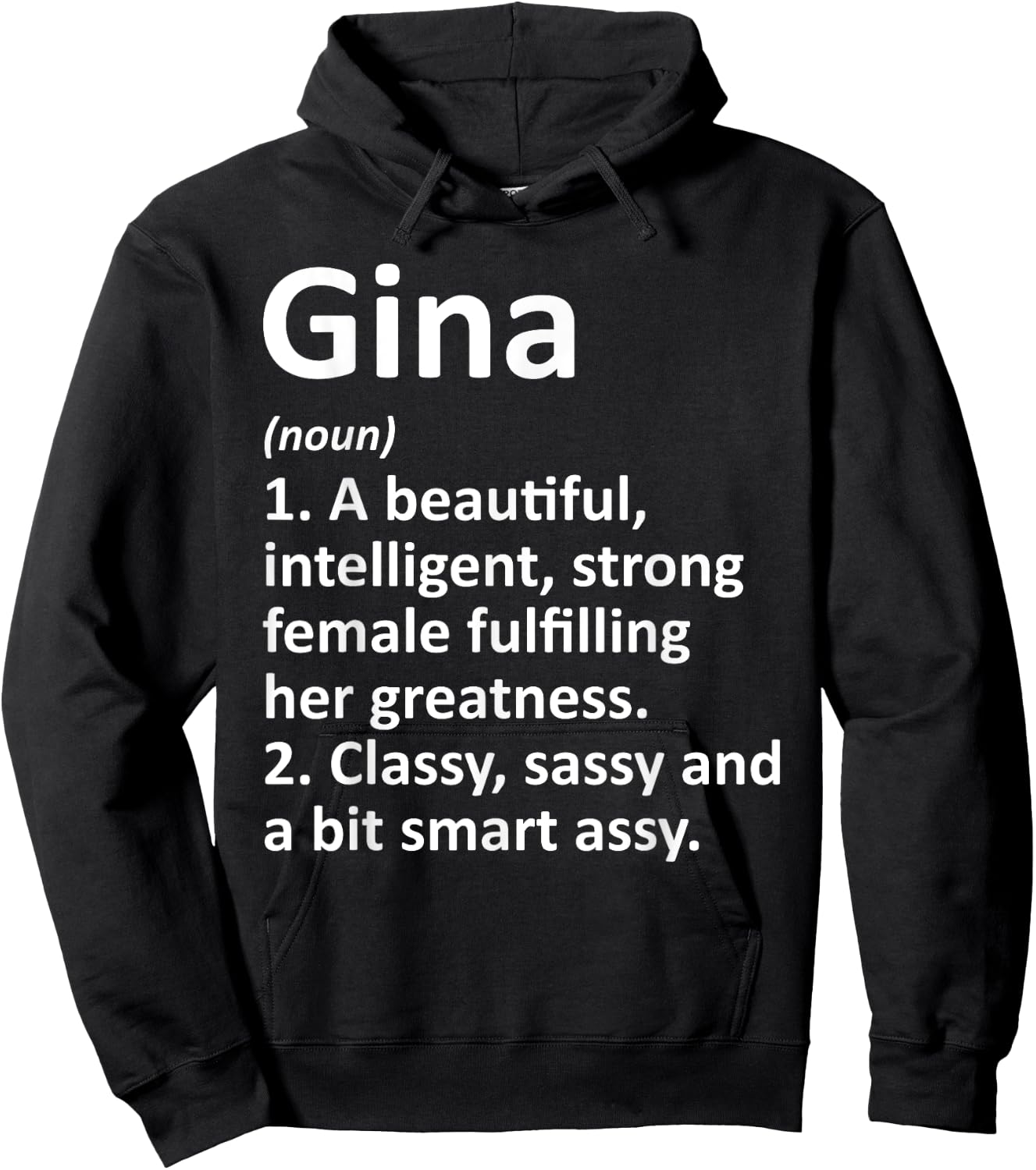 Custom Women Name Meaning Girl Mom Wife Birthday Gina Definition Personalized Funny Hoodie - Hoodie | Black
