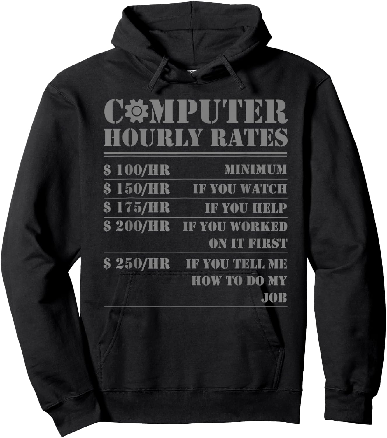 Computer Repair Hourly Rate Funny Tech Support Labor Gifts Hoodie - Hoodie | Black