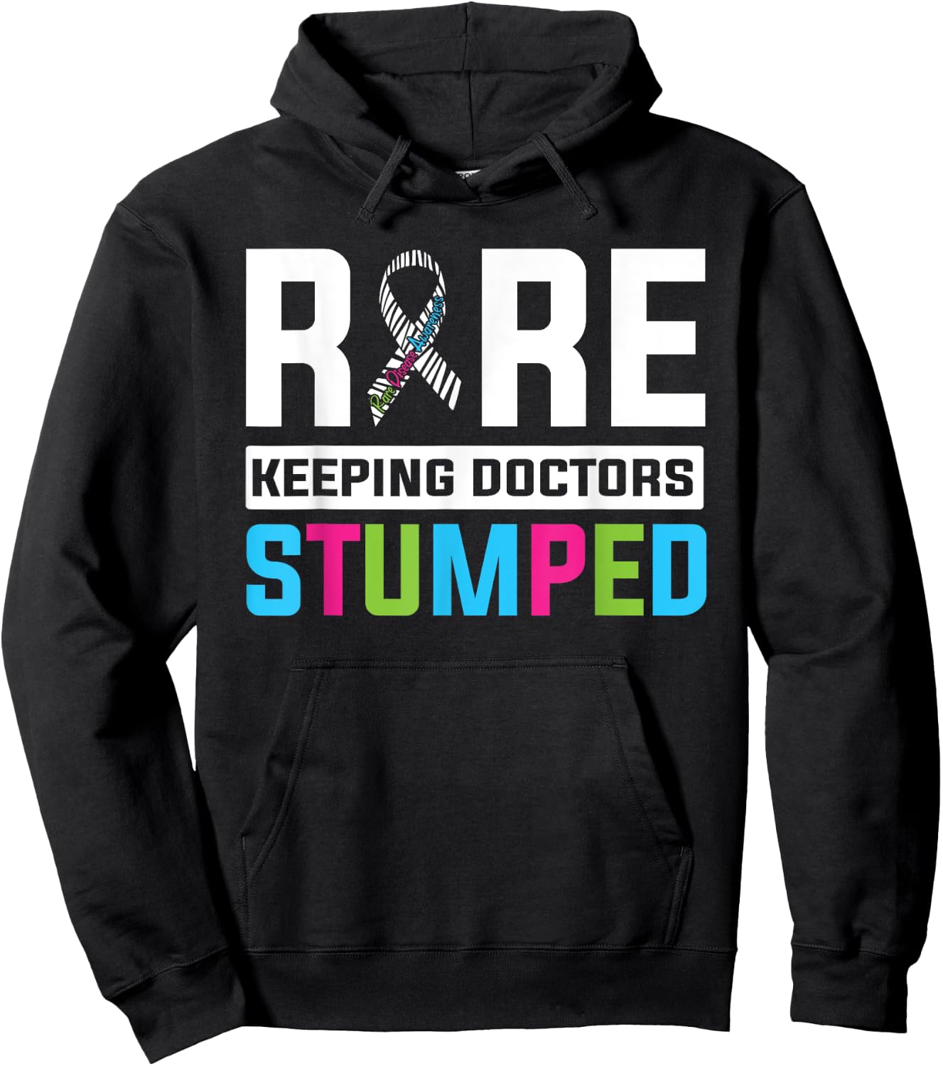 Rare Disease Awareness Day 2025 Rare Genes Zebra Ribbon Hoodie - Hoodie | Black