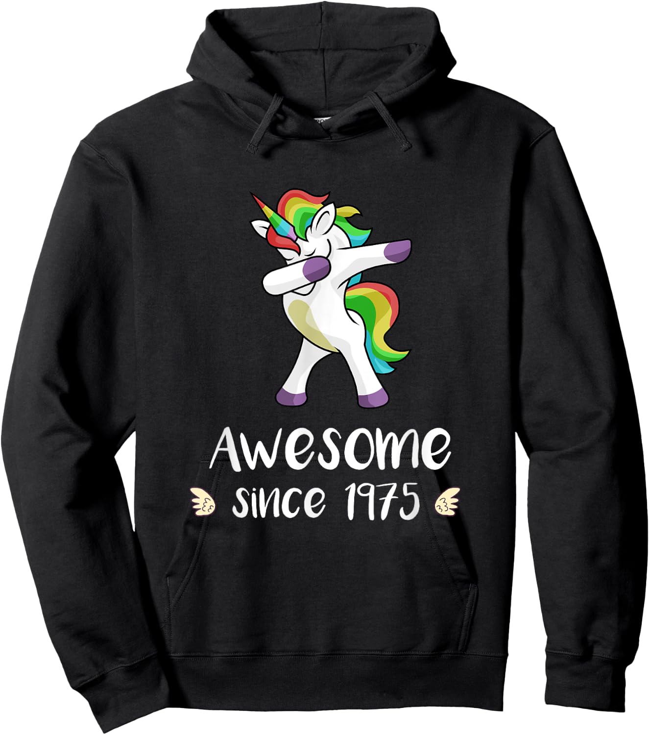 Awesome Since 1975 Cute Unicorn 43rd Birthday Gift Hoodie - Hoodie | Black
