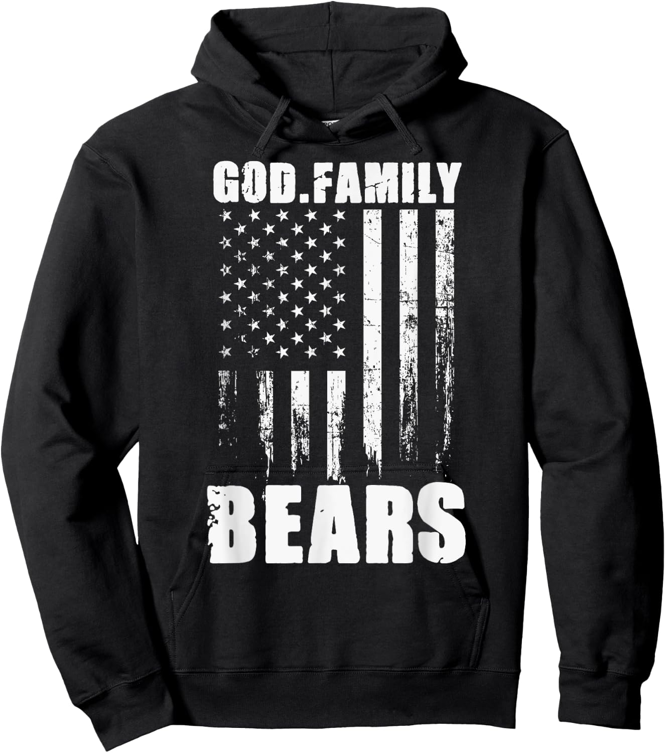 Cherokee Bluff Bears God. Family. Vintage USA Flag Hoodie - Hoodie | Black