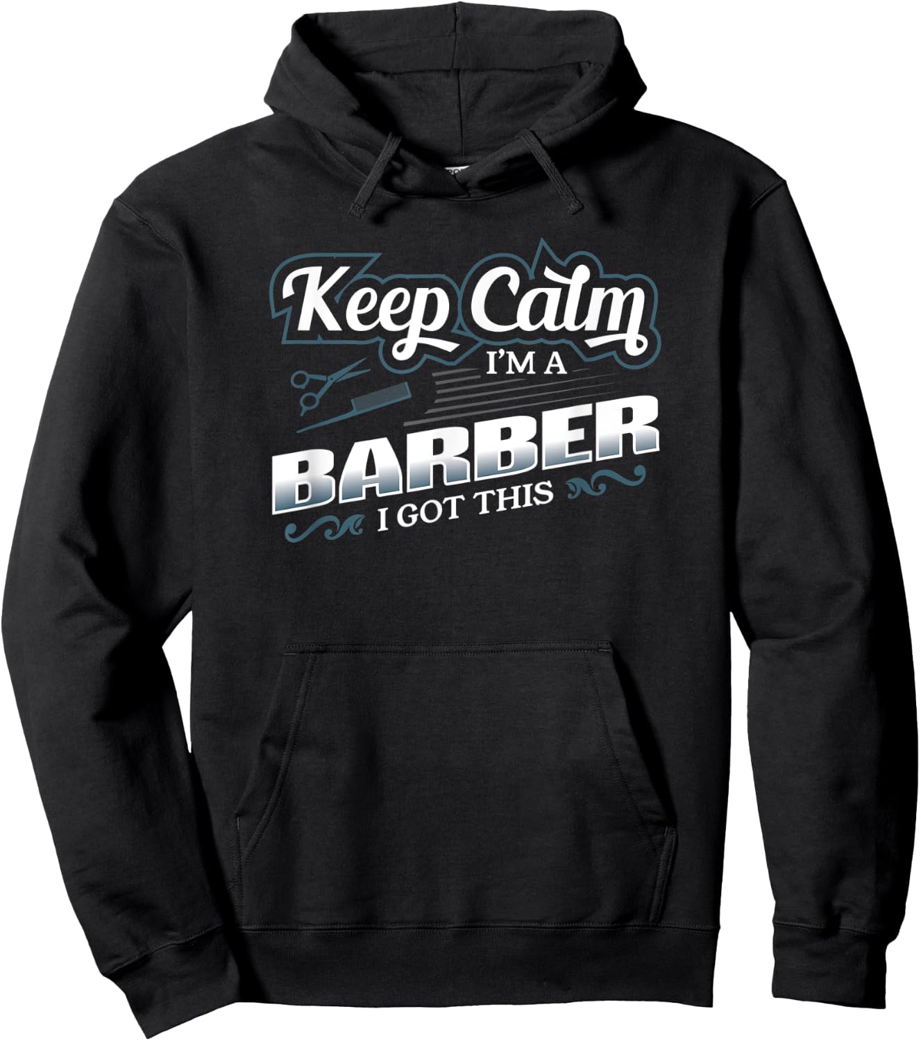 Funny Barber Gift Barbershop Owner Keep Calm Saying Hoodie - Hoodie | Black