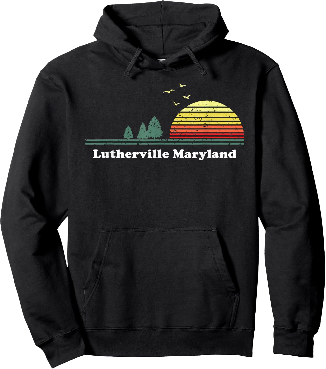 Vintage Lutherville, Maryland Sunset Souvenir Print Hoodie - Hoodie | Black