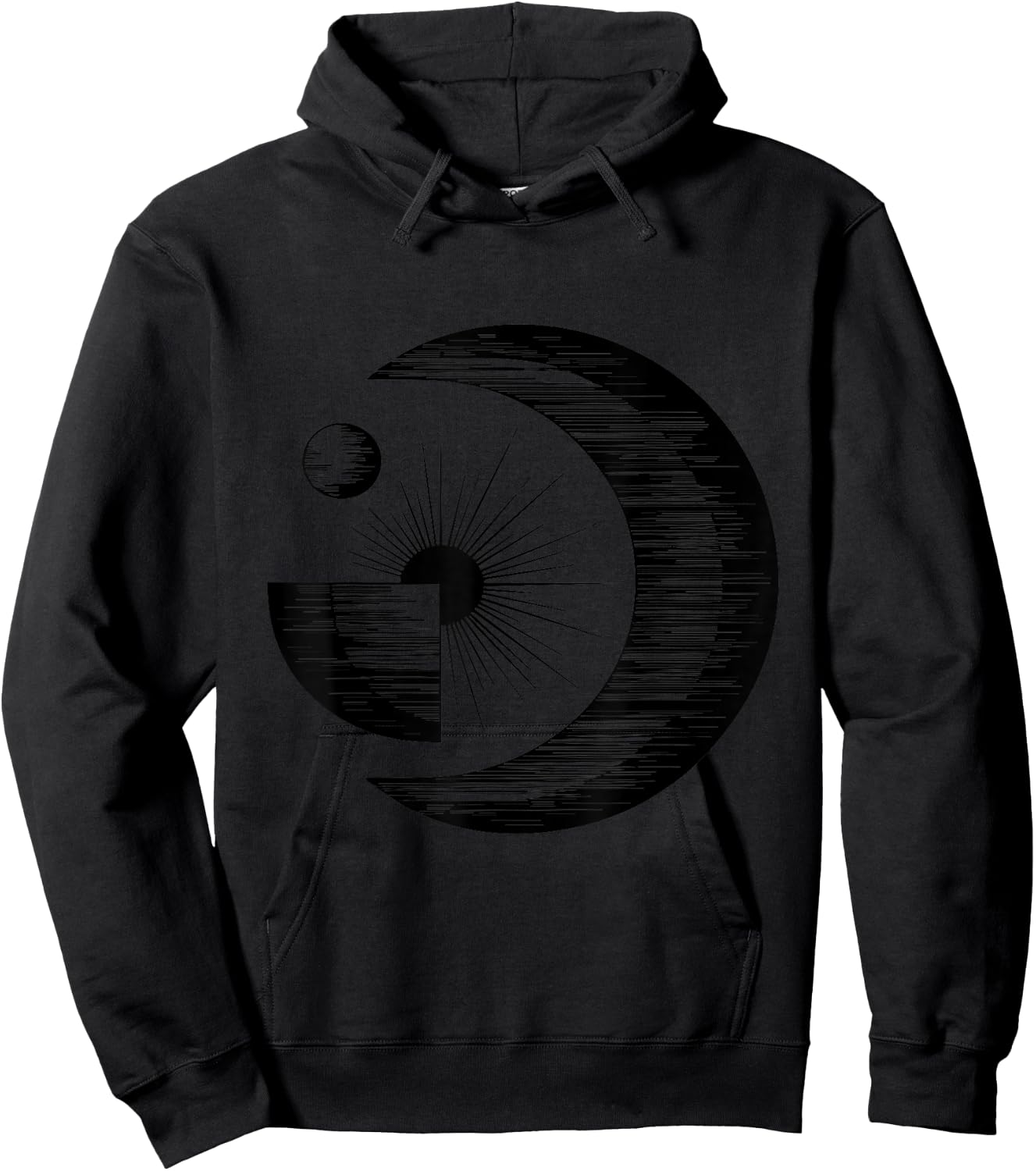 Celestial Geometric Abstract Art Modern Minimalist Moon Hoodie - Hoodie | Black