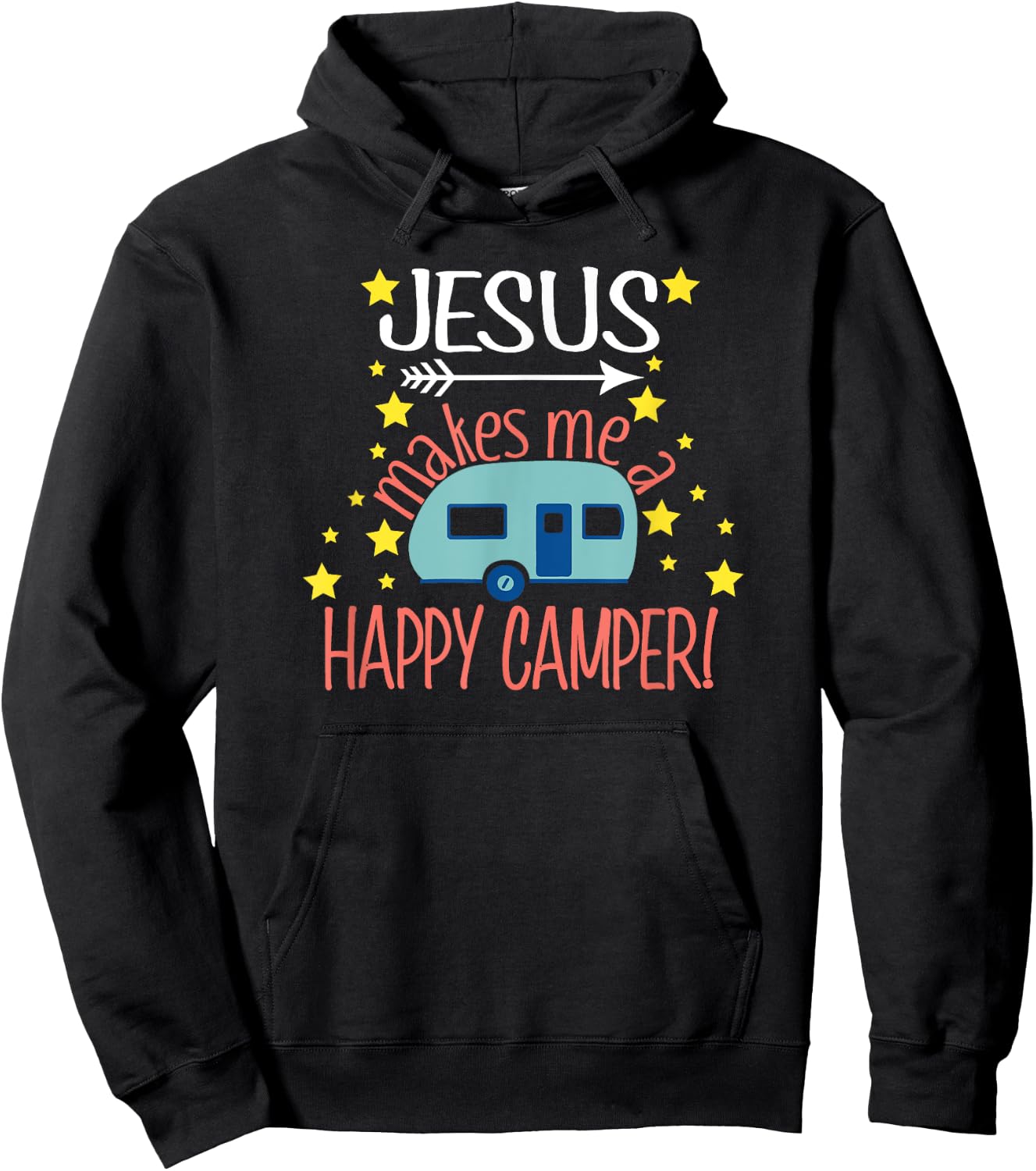 Jesus Makes Me a Happy Camper Christian Believer Hoodie - Hoodie | Black