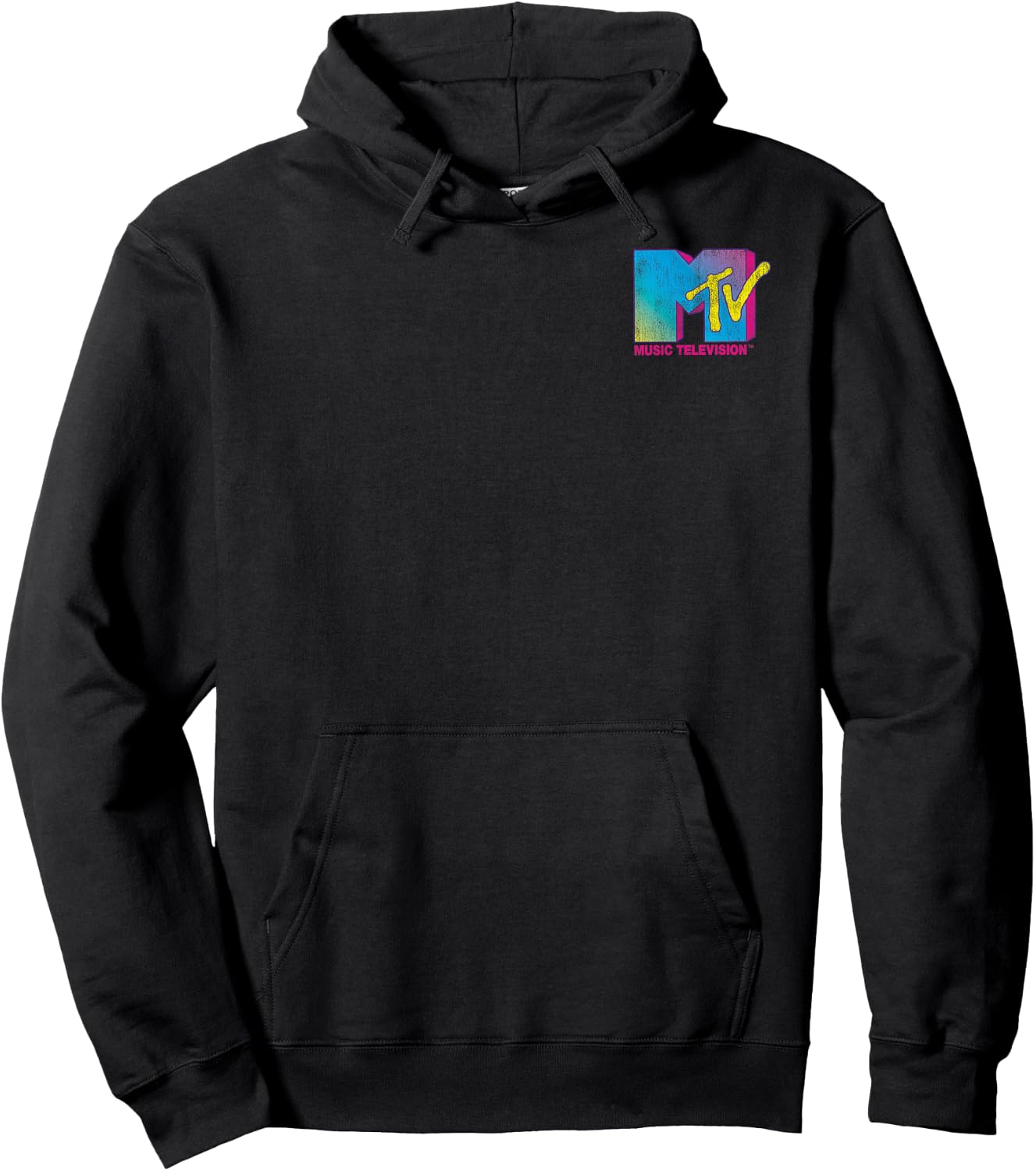 MTV Colorful Pocket Logo Music Television Graphic Hoodie - Hoodie | Black