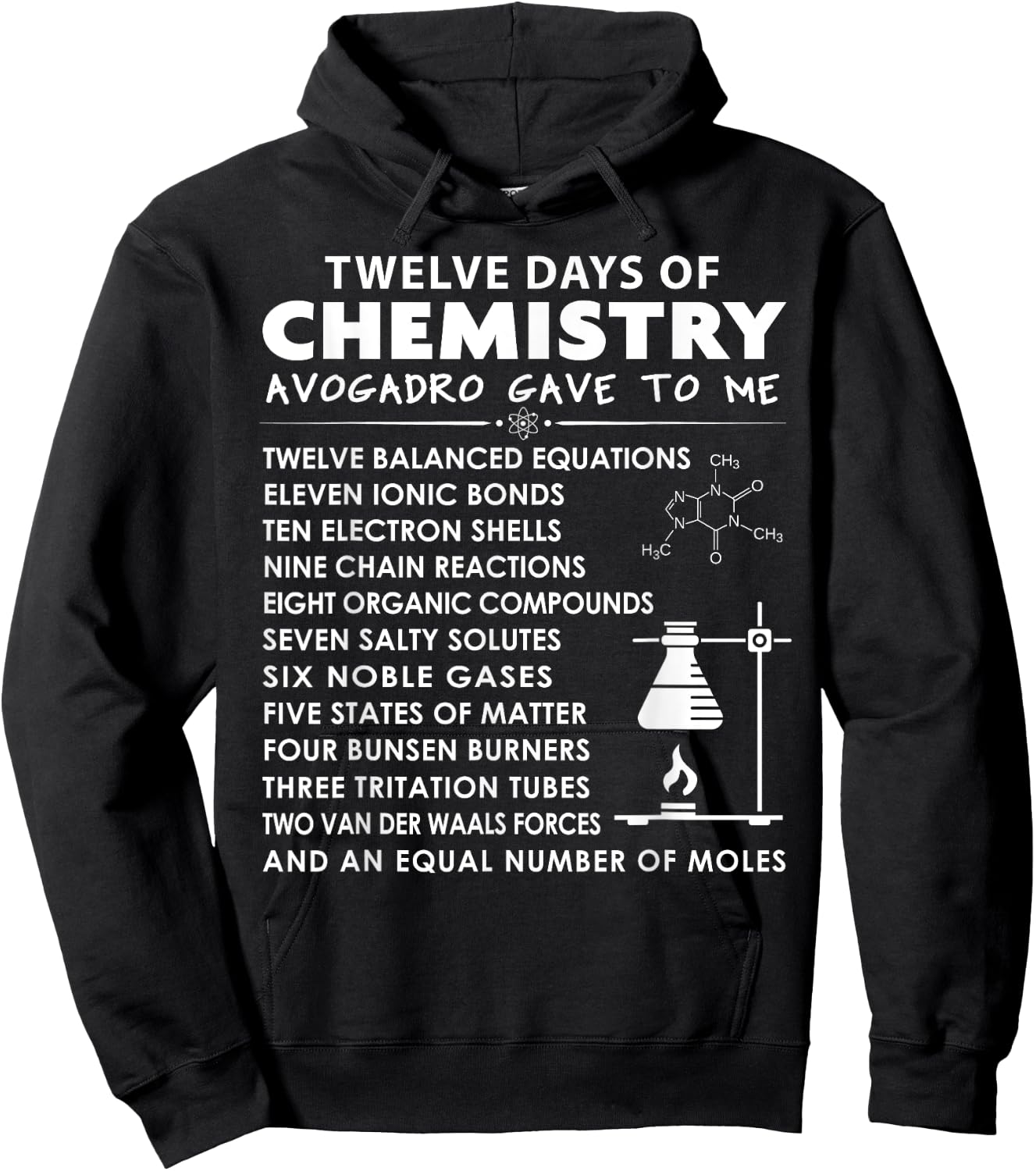 12 Days of Chemistry - Chemistry Teacher Christmas Women Kids Hoodie - Hoodie | Black