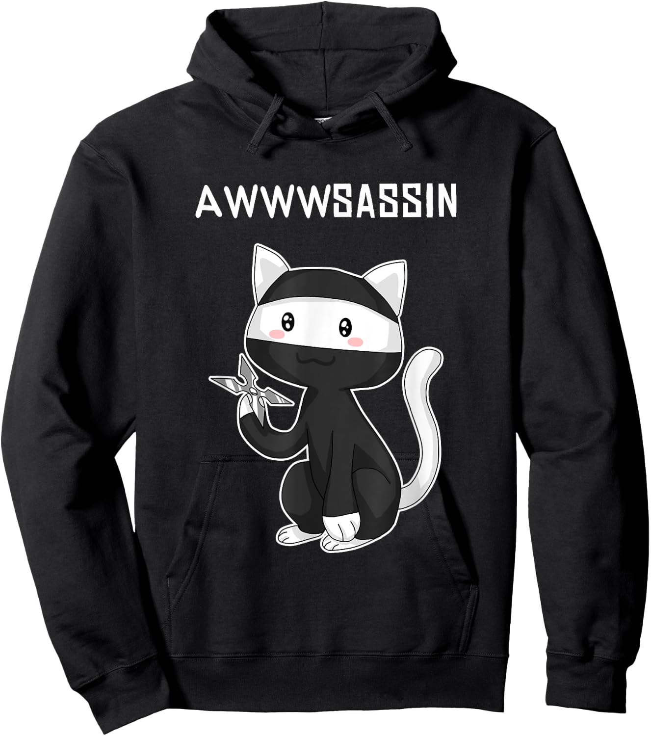 Awwsassin Funny Ninja Kitty Cat Assassin Pun T Shirt Hoodie - Hoodie | Black