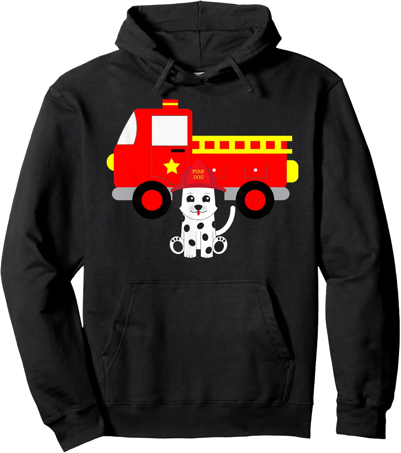 Firetruck and Dalmatian Firefighter Fire Hoodie - Hoodie | Black