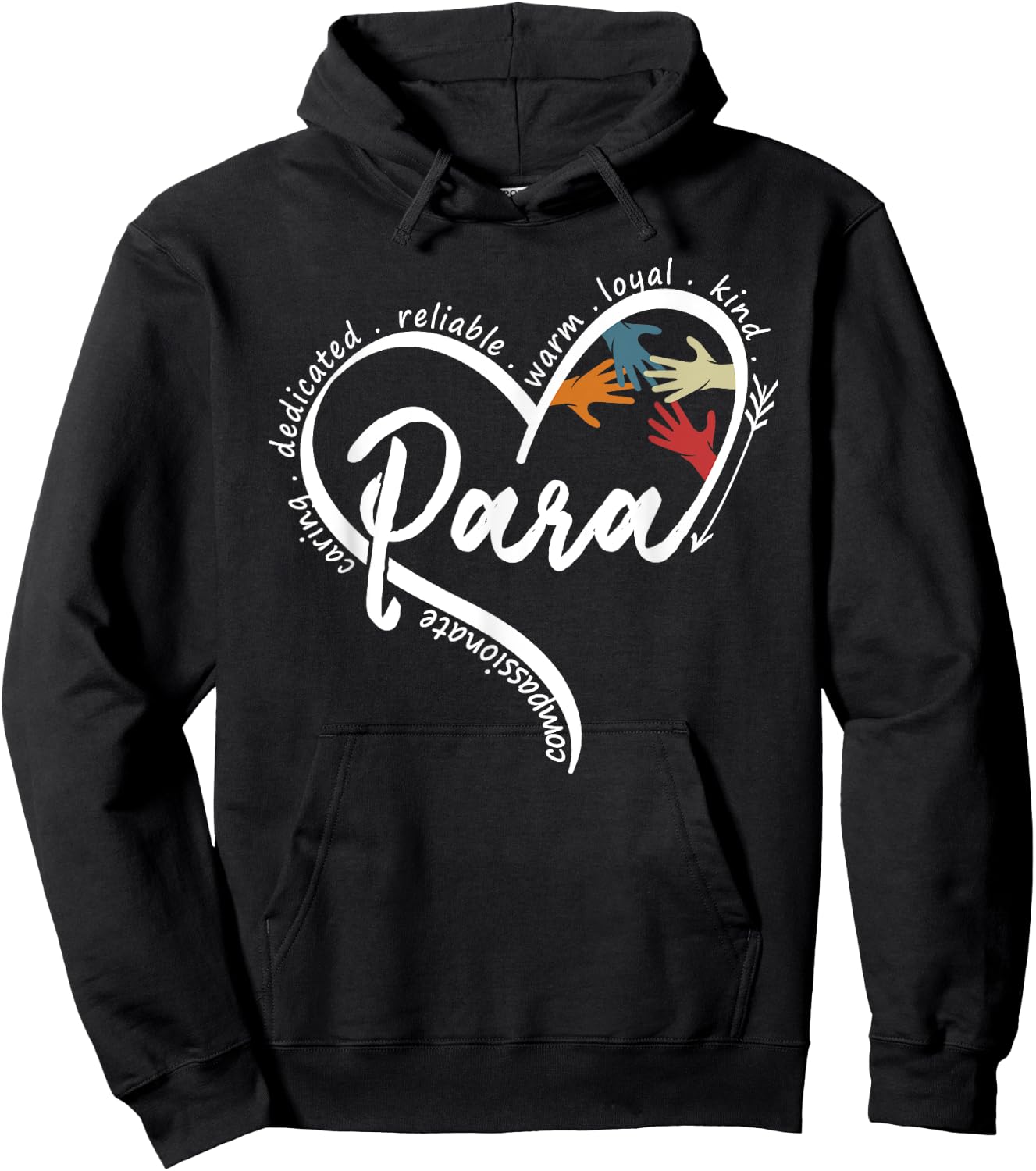 para Heart Paraprofessional Teacher Paraeducator Hoodie - Hoodie | Black