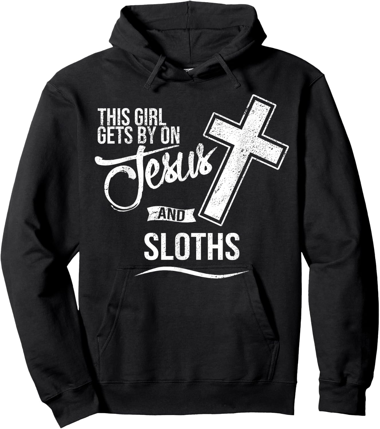 This Girl Gets By On Jesus and SLOTHS Religious SLOTH Hoodie - Hoodie | Black