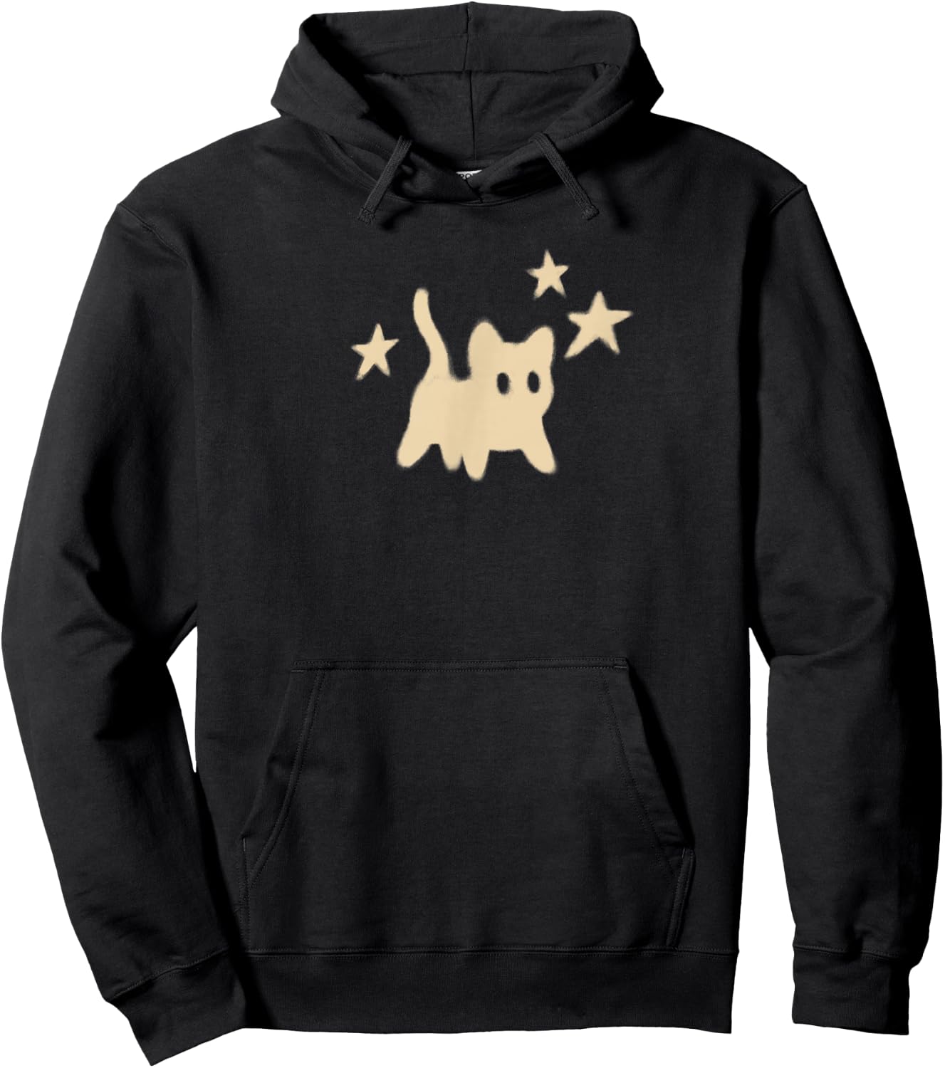 90s Y2K Scary Tomcat Cat is Scared under Starry Hoodie - Hoodie | Black