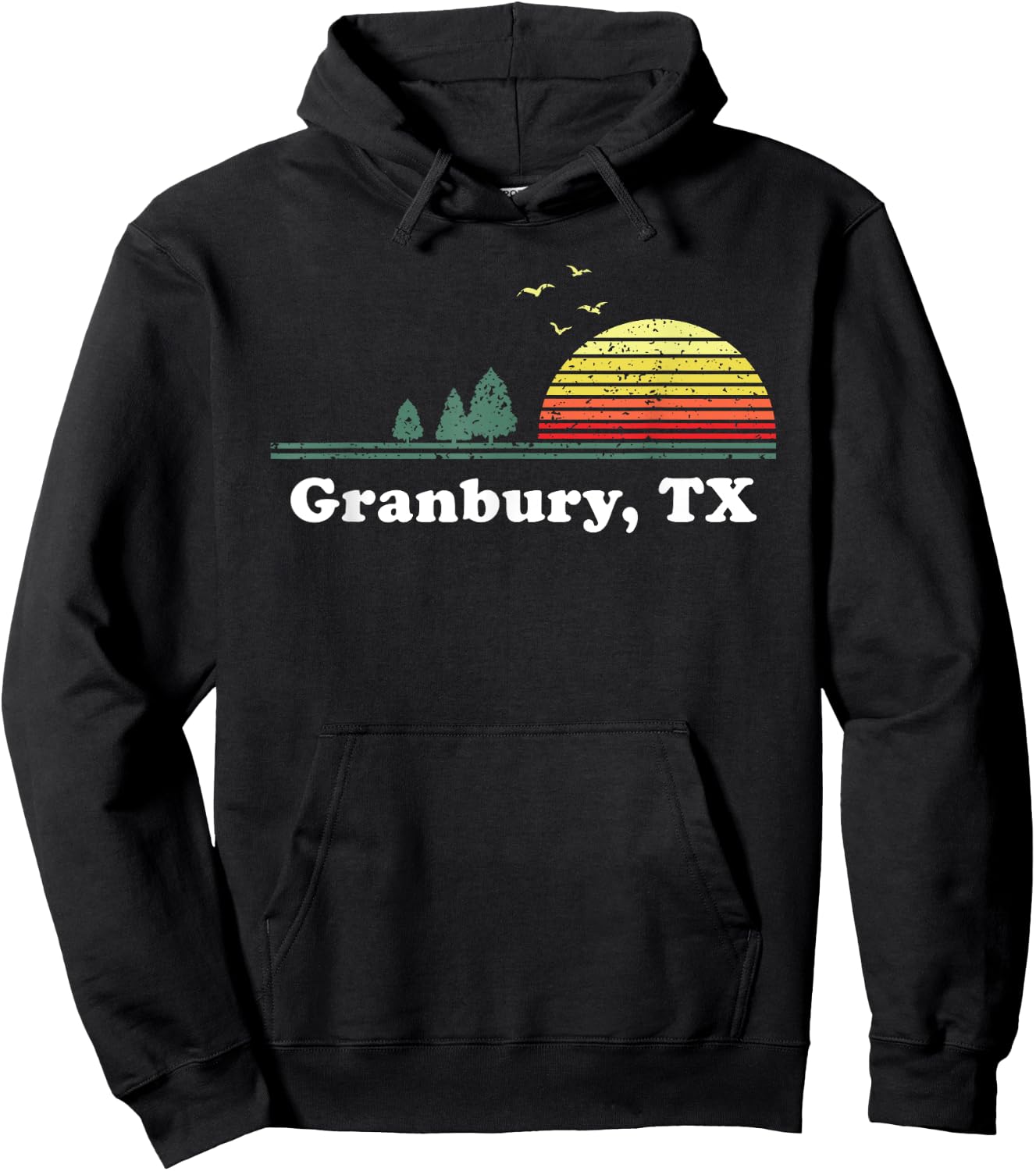 Vintage Granbury, Texas Home Souvenir Print Hoodie - Hoodie | Black