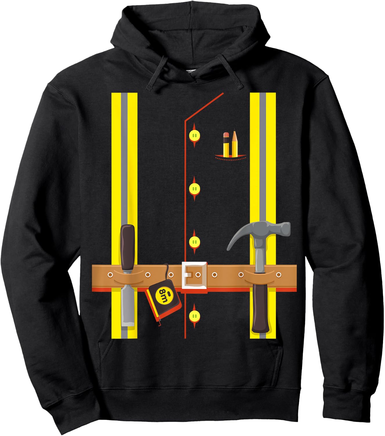 Construction Worker Costume for Boys Kids Halloween Builder Hoodie - Hoodie | Black