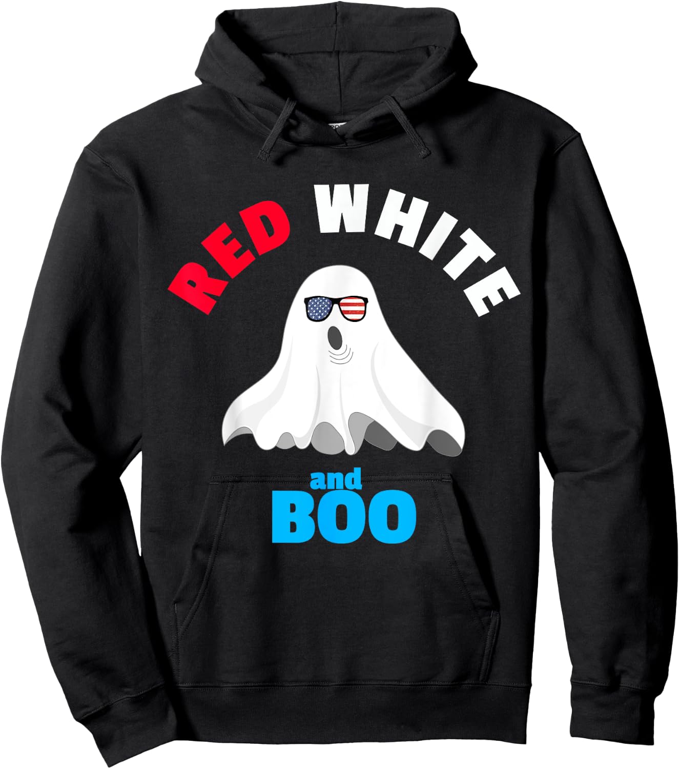Red White and Boo - Funny American Ghost for Party Hoodie - Hoodie | Black