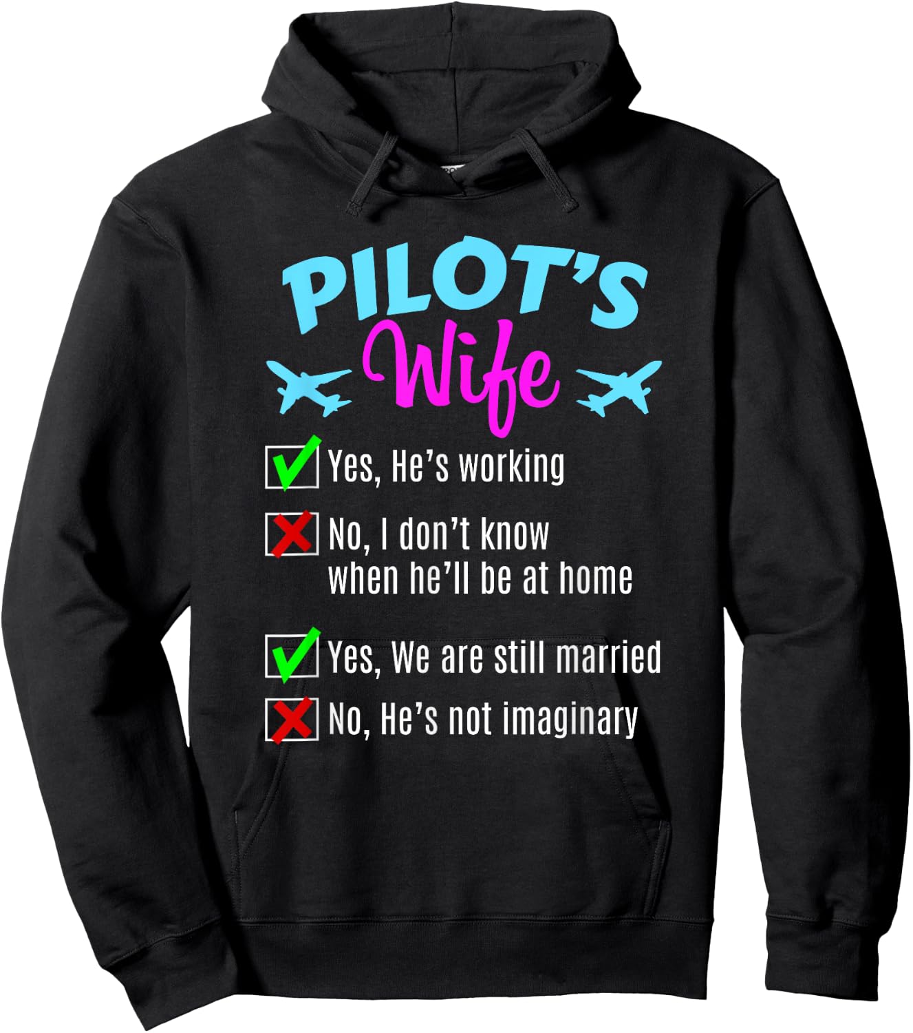 Commercial Airline Pilot Wife Hoodie - Hoodie | Black