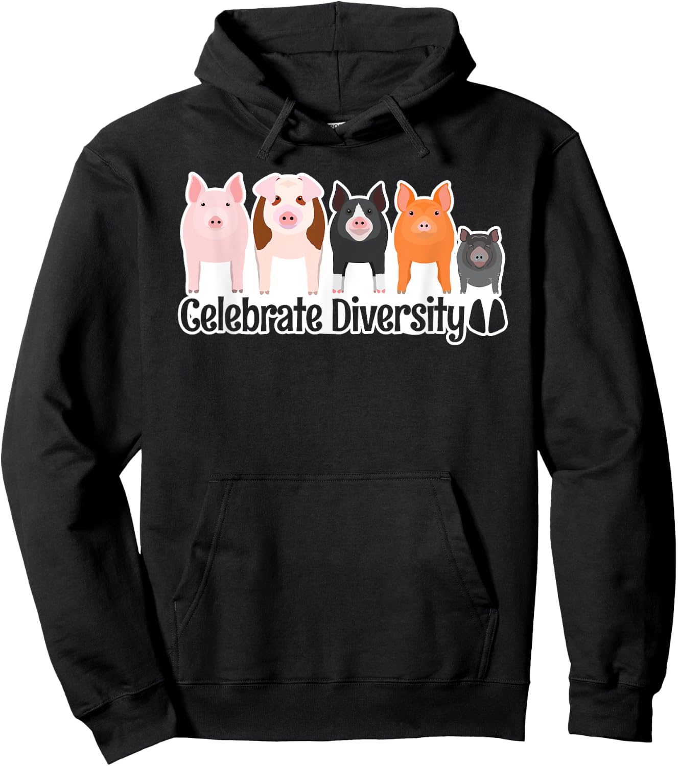 Celebrate Diversity Gifts for Pig Lovers Farm Breed Cute Pig Hoodie - Hoodie | Black