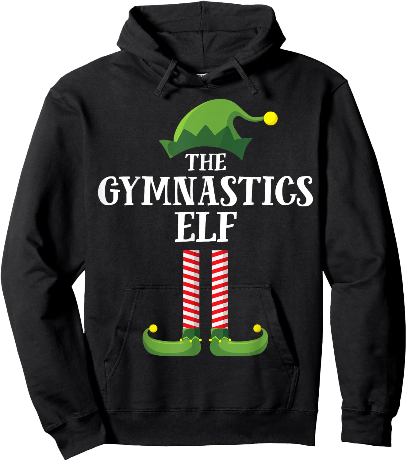 Gymnastics Elf Matching Family Group Christmas Party Pyjamas Hoodie - Hoodie | Black