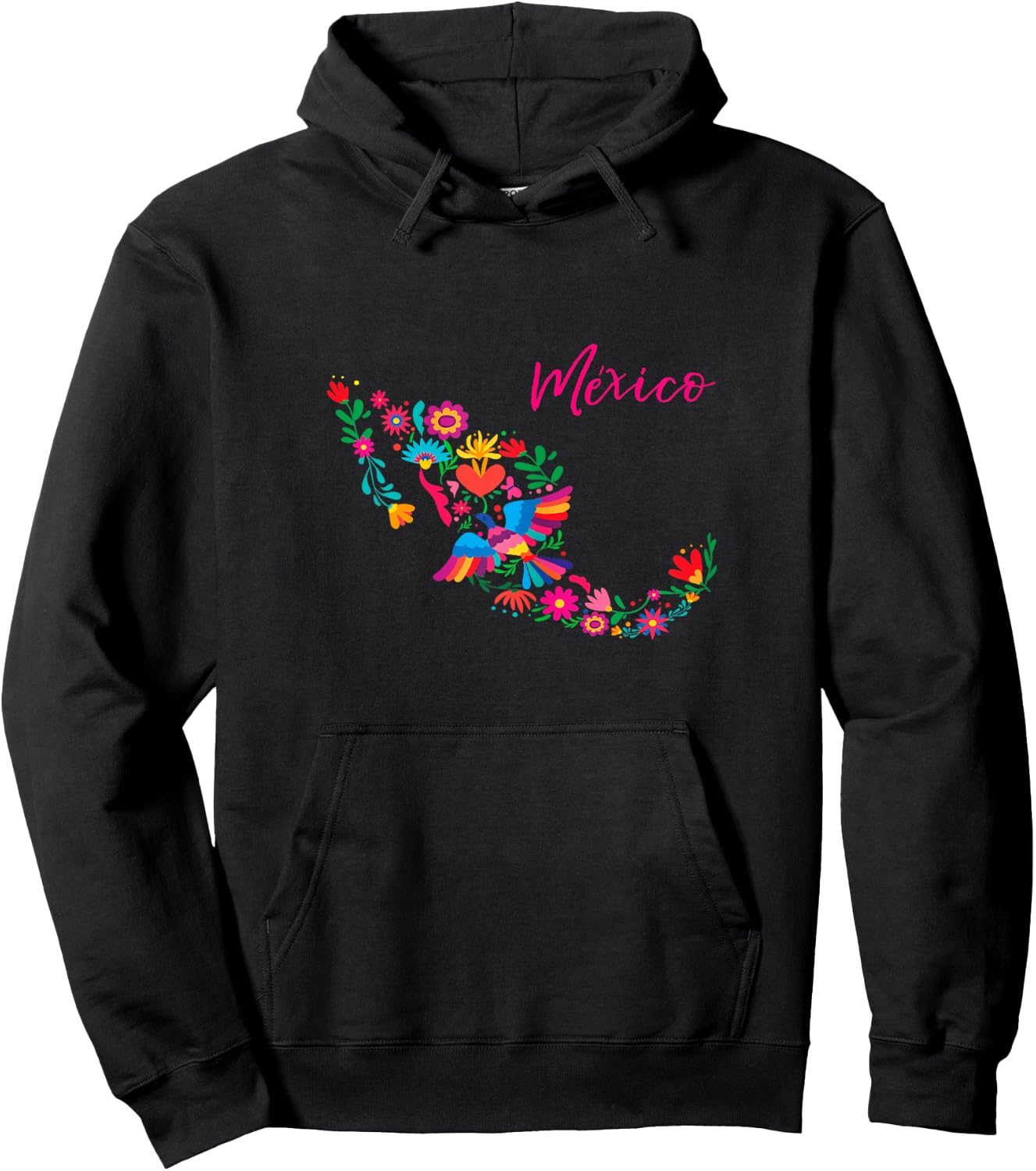 Otomi Mexican Floral Card Hoodie - Hoodie | Black