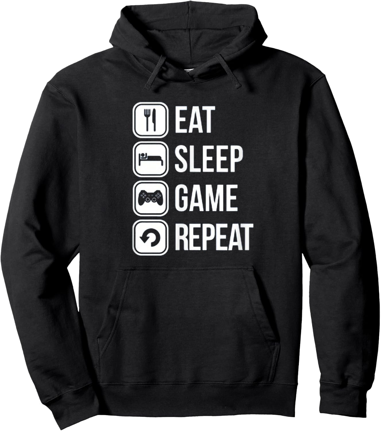 Eat Sleep Game Repeat Gaming Gamer New Top Shirt Hoodie - Hoodie | Black